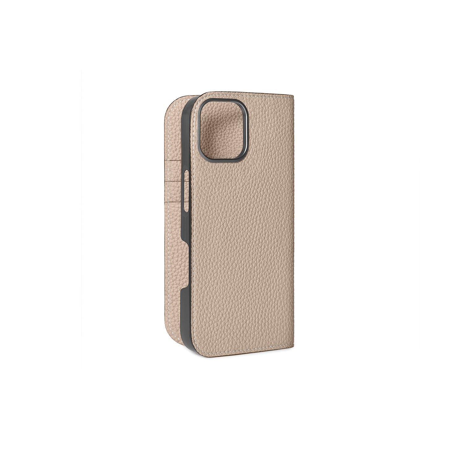 iPhone 16 Diary Case Shrink Leather (Greige)