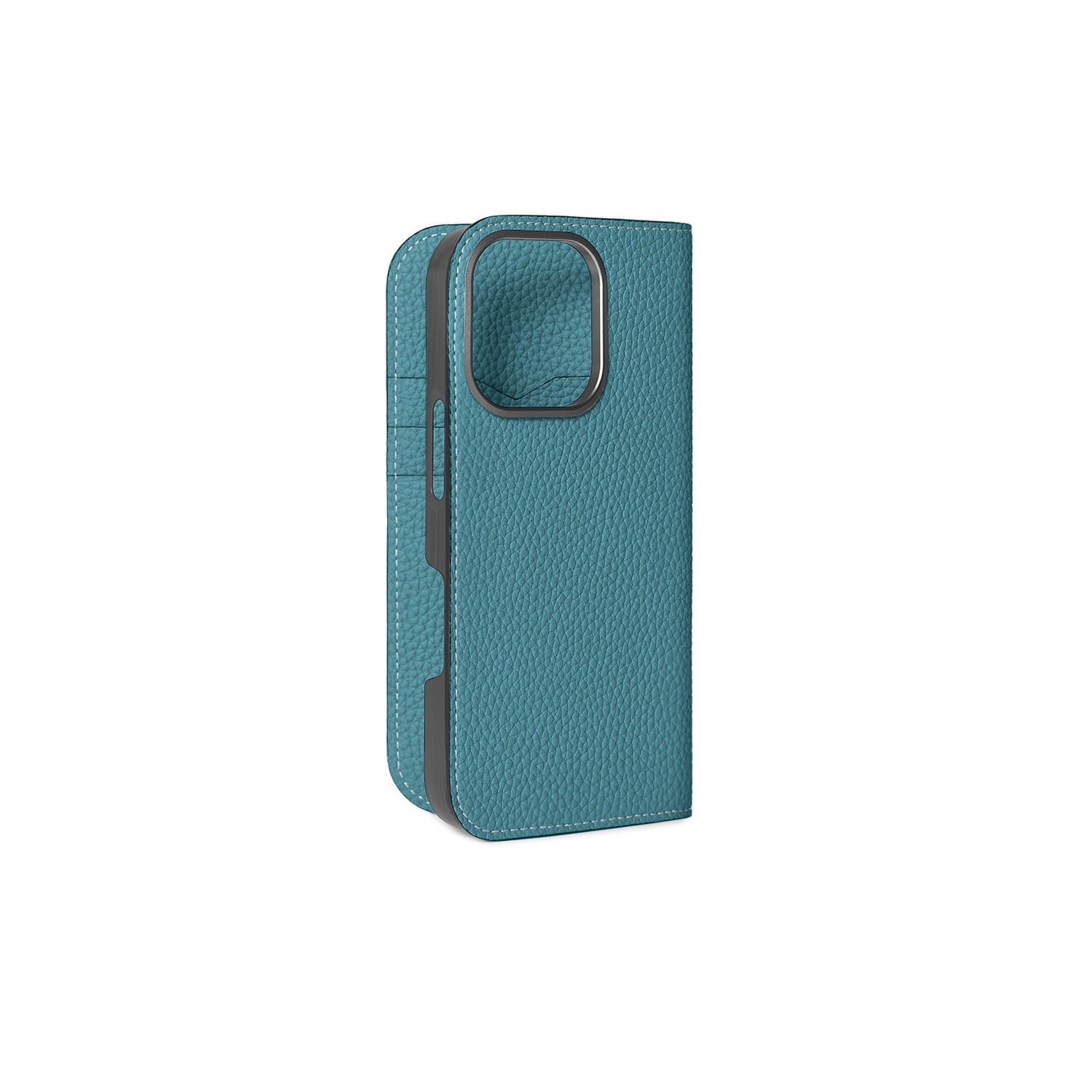 iPhone 16 Pro Diary Case Shrink Leather (Blue Cyan)