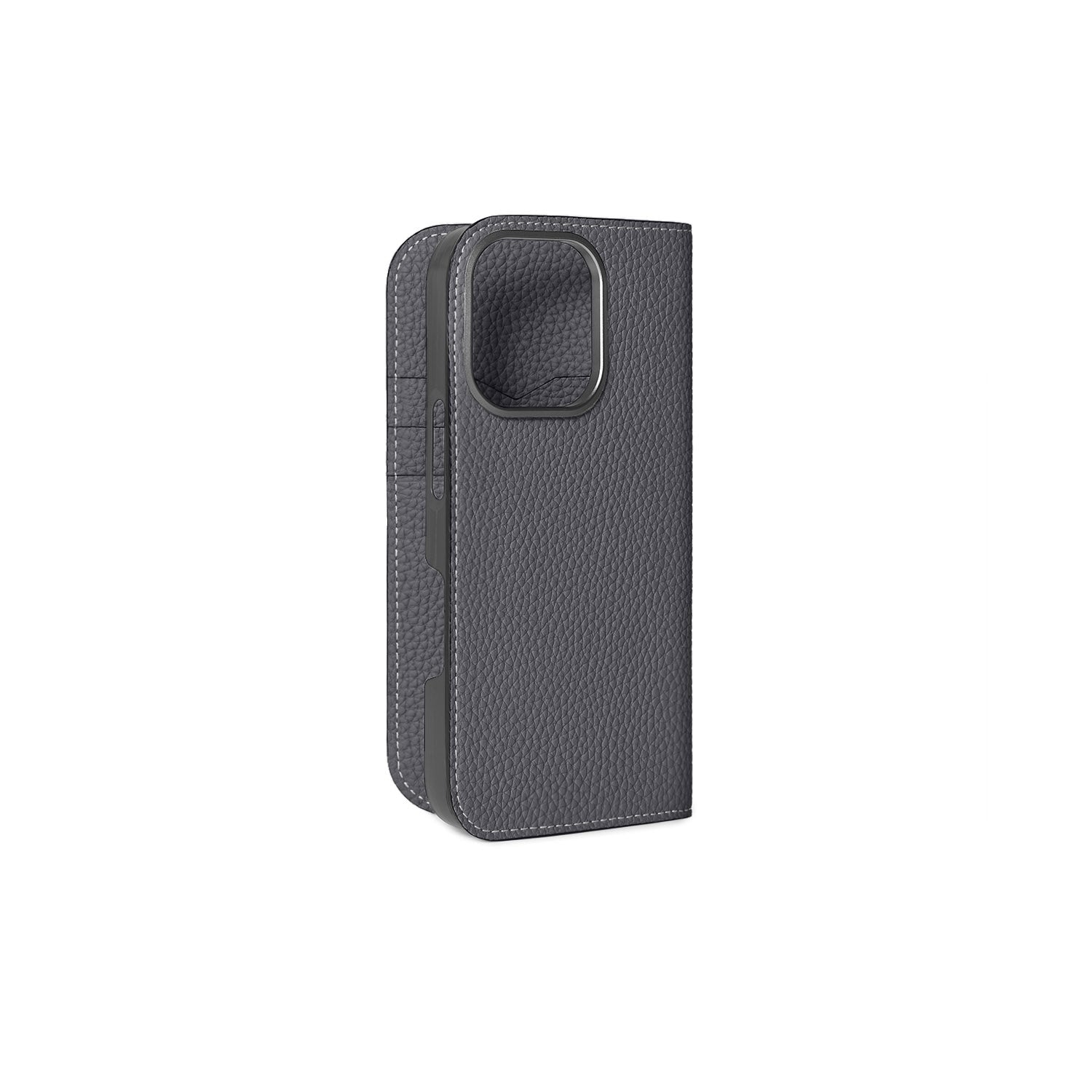 iPhone 16 Pro Diary Case Shrink Leather (Charcoal Gray)