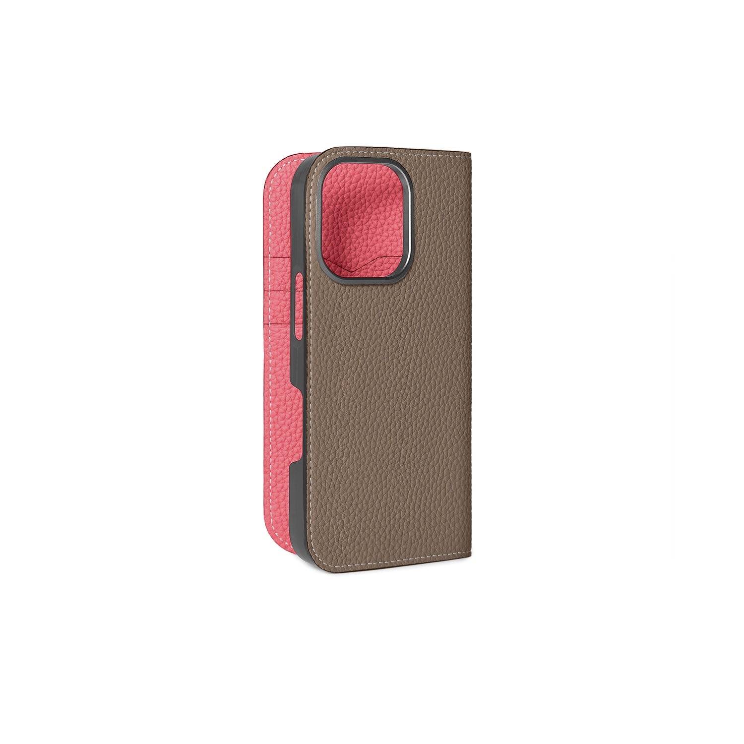 iPhone 16 Pro Diary Case Shrink Leather (Etoupe × Azalee Pink)