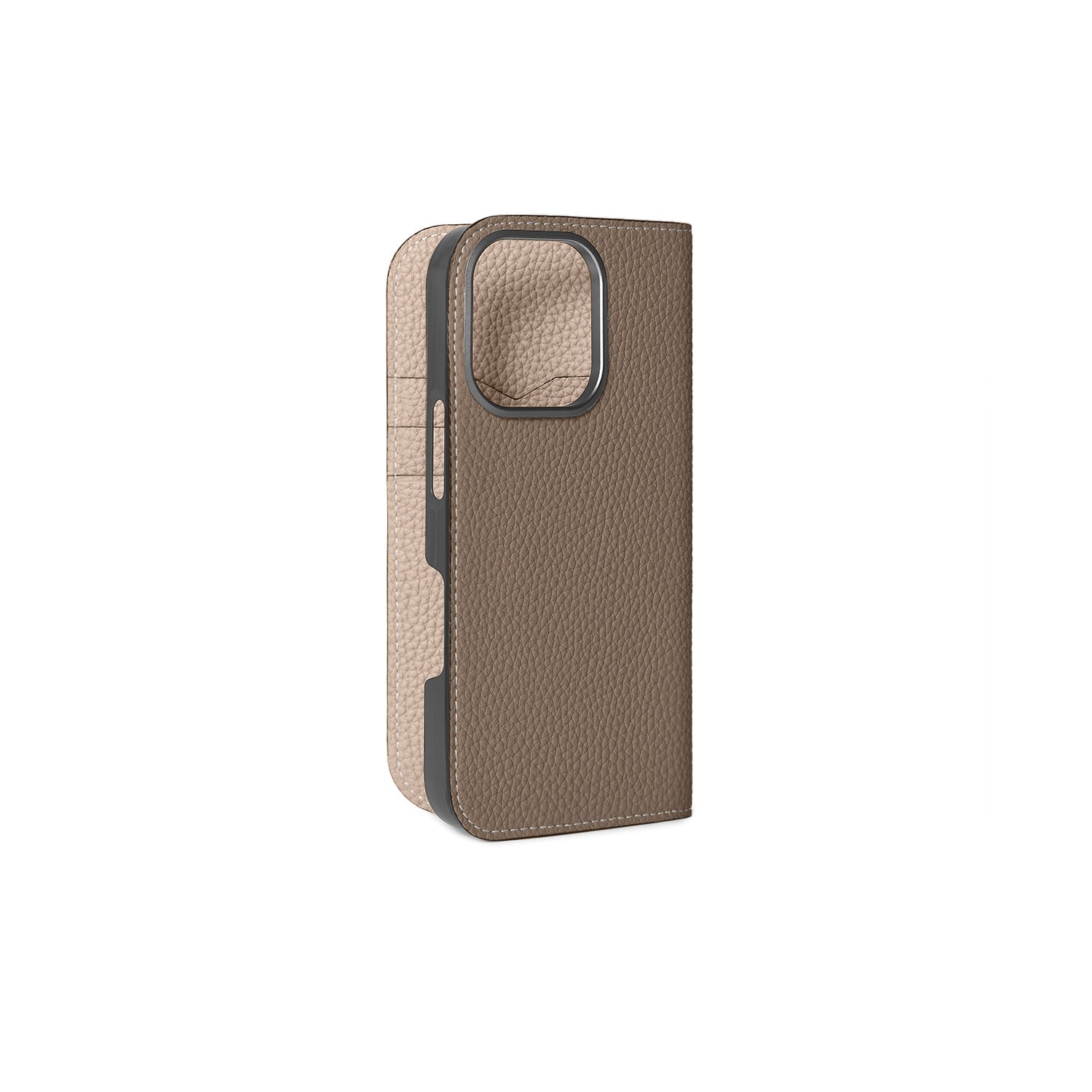 iPhone 16 Pro Diary Case Shrink Leather (Etoupe × Greige)