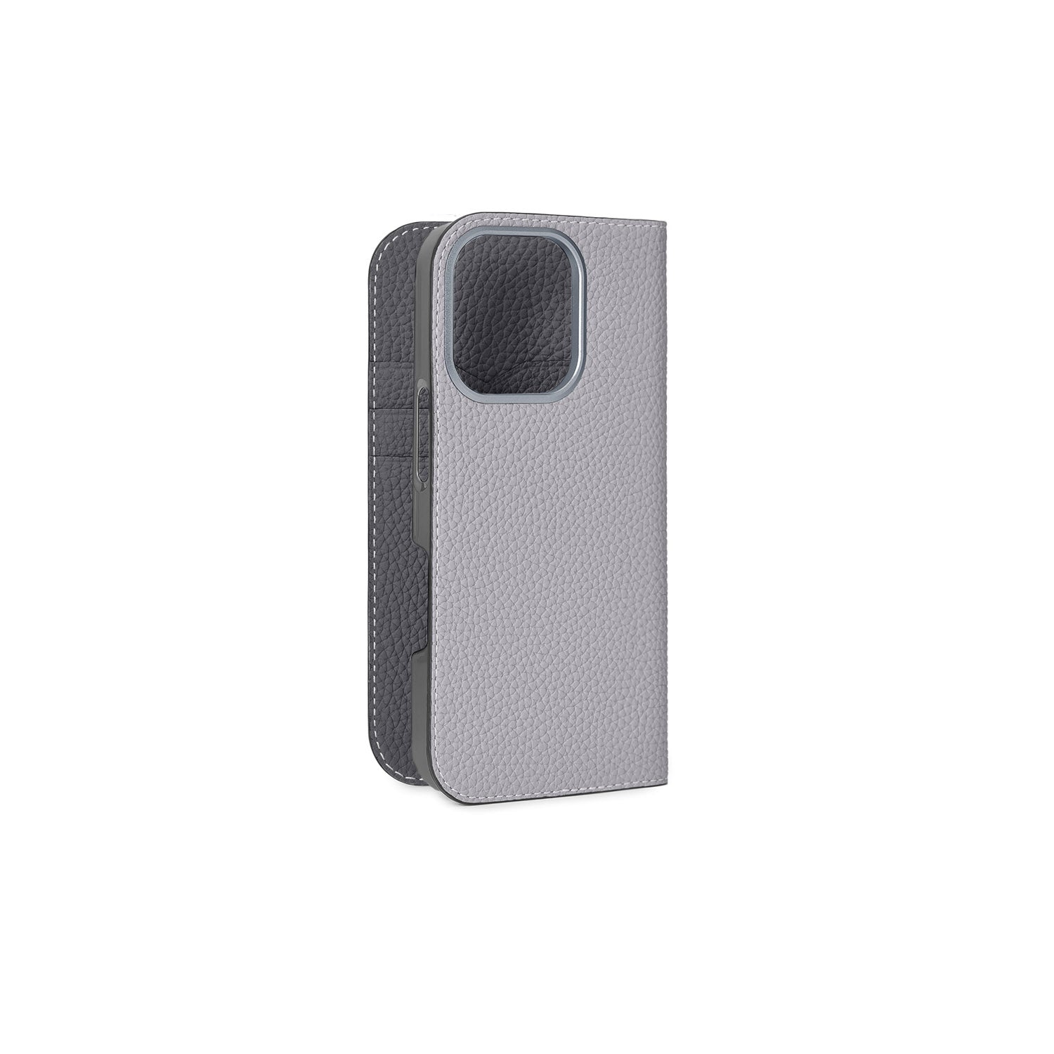 iPhone 16 Pro Diary Case Shrink Leather (True Gray × Charcoal Gray)