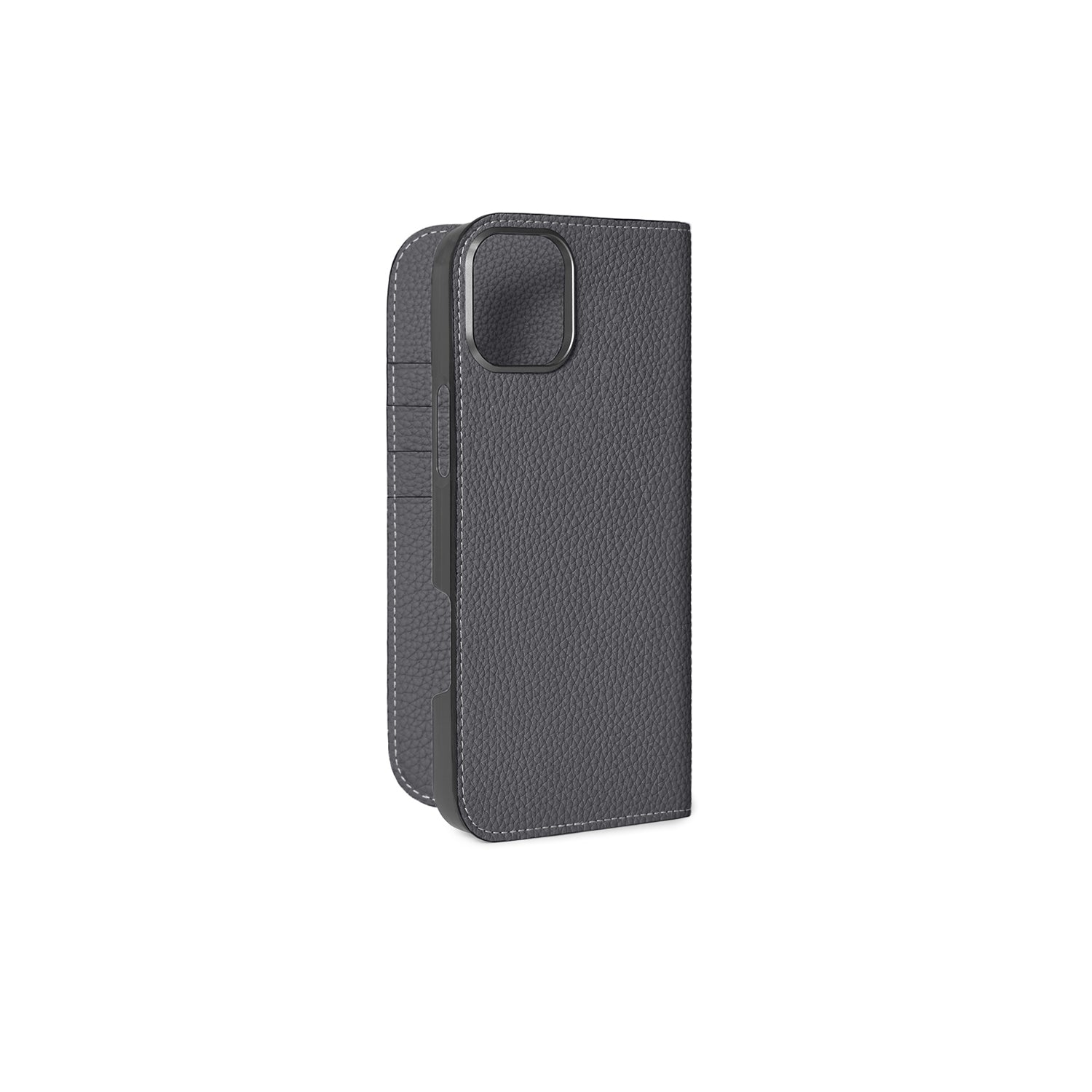 iPhone 16 Plus Diary Case Shrink Leather (Charcoal Gray)