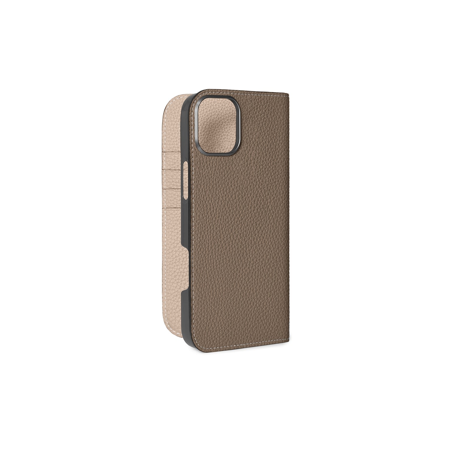 iPhone 16 Plus Diary Case Shrink Leather (Etoupe × Greige)