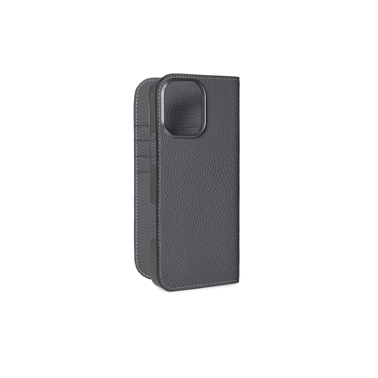 iPhone 16 Pro Max Diary Case Shrink Leather (Charcoal Gray)