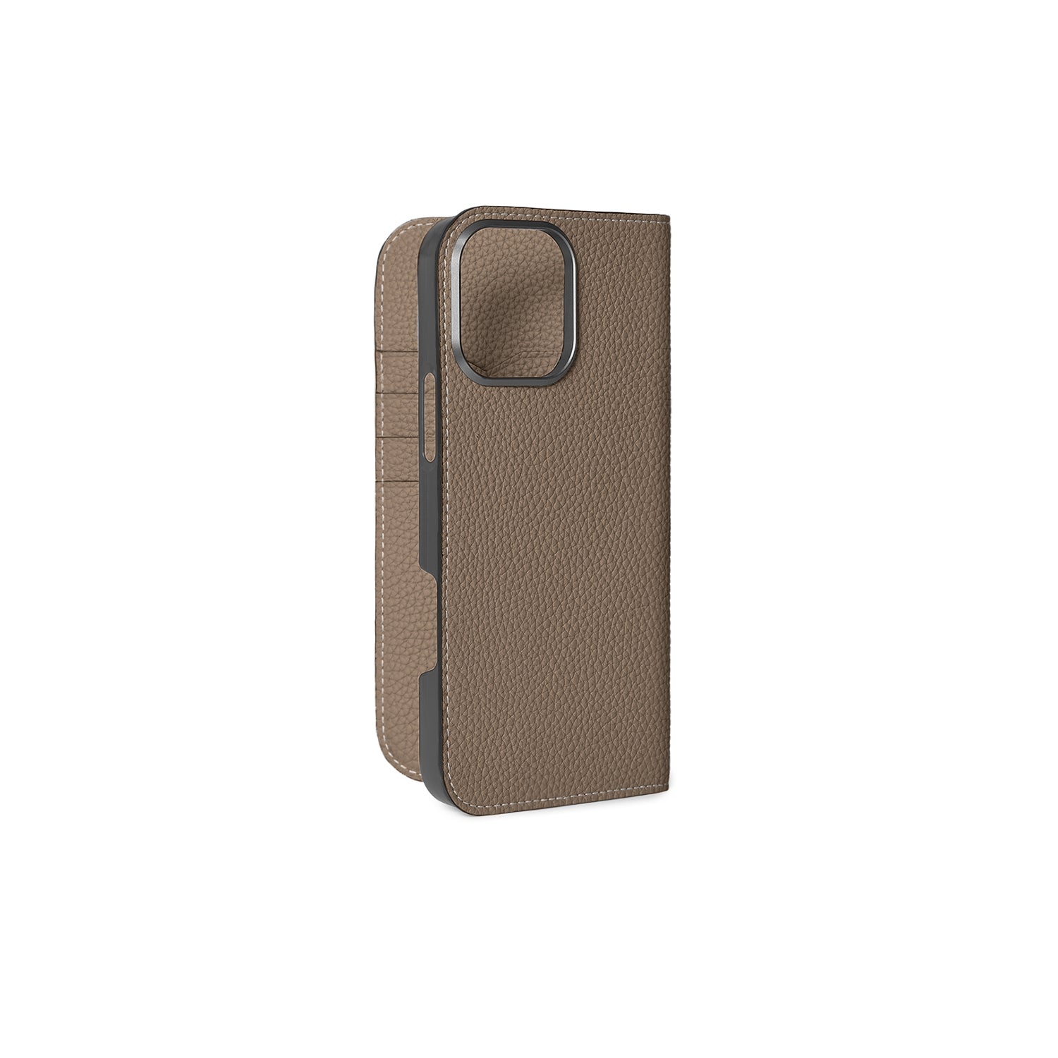 iPhone 16 Pro Max Diary Case Shrink Leather (Etoupe)