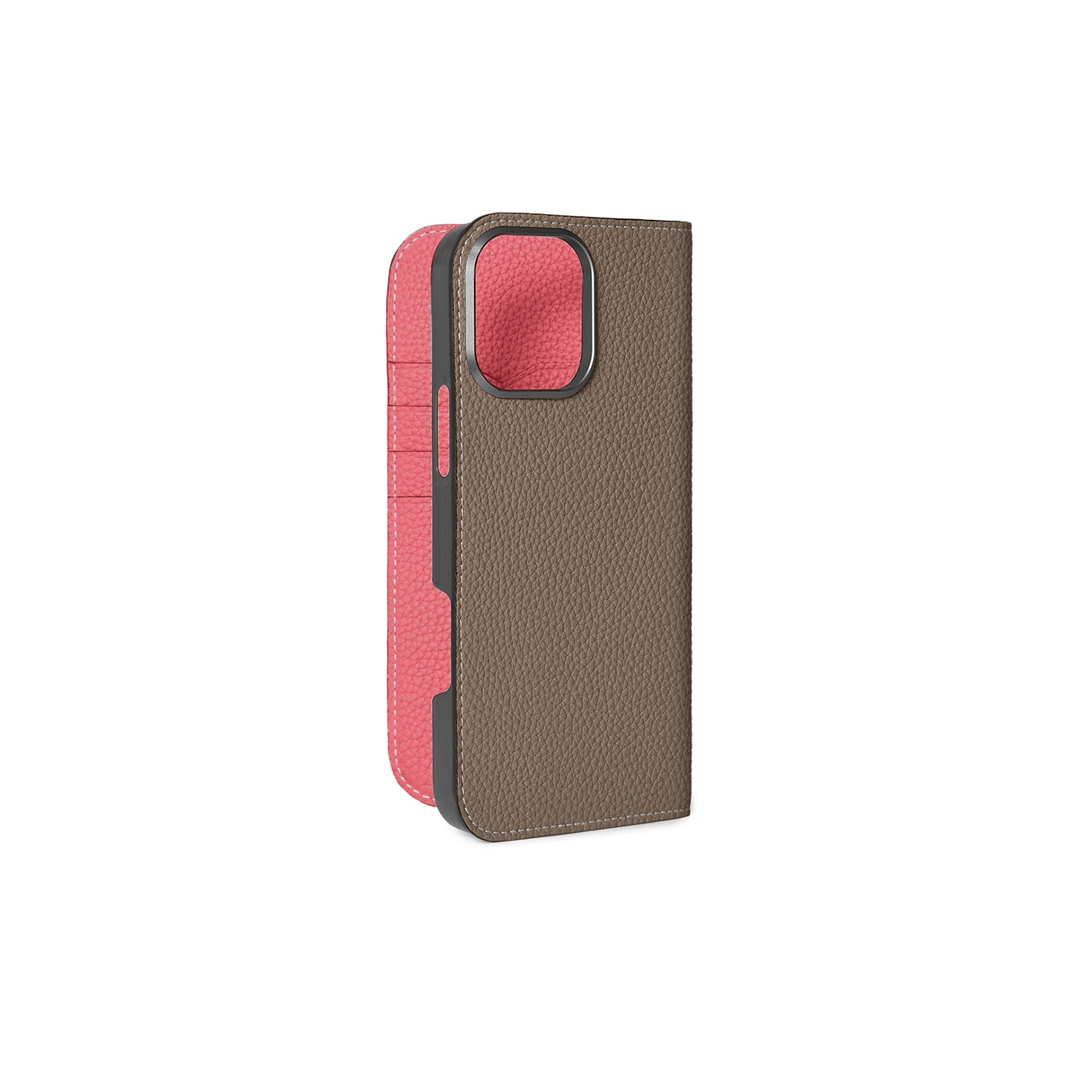 iPhone 16 Pro Max Diary Case Shrink Leather (Etoupe × Azalee Pink)