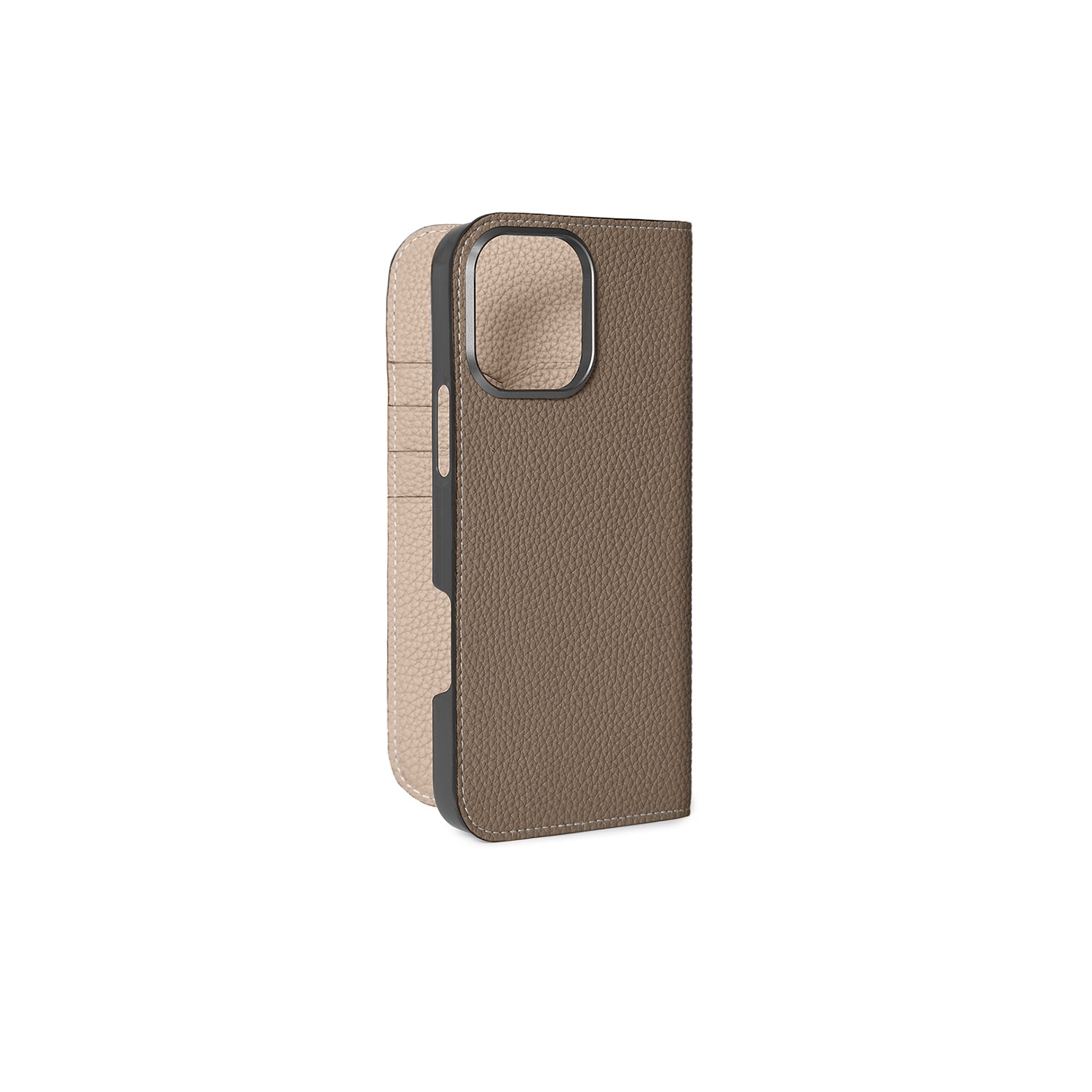 iPhone 16 Pro Max Diary Case Shrink Leather (Etoupe × Greige)