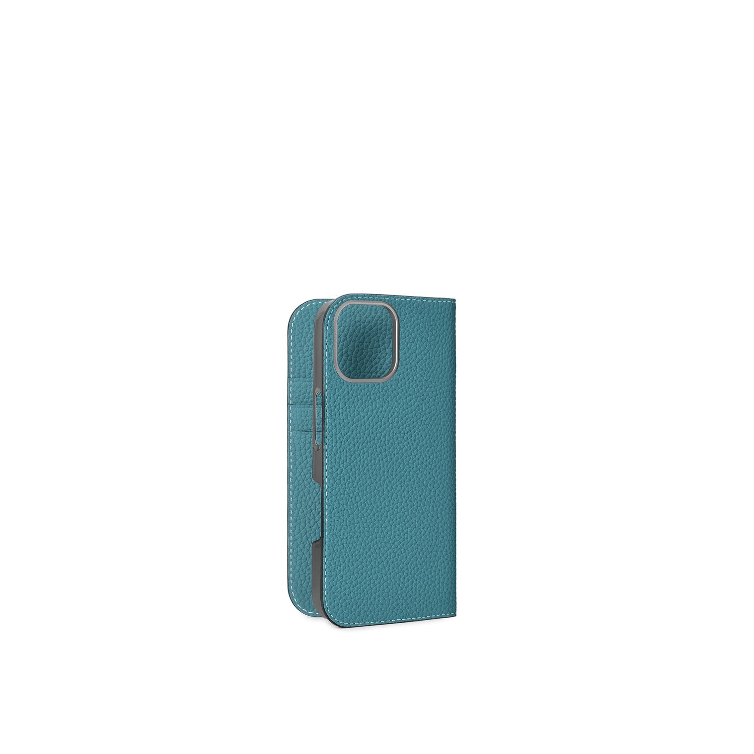 iPhone 17 Diary Case Shrink Leather (Blue Cyan)