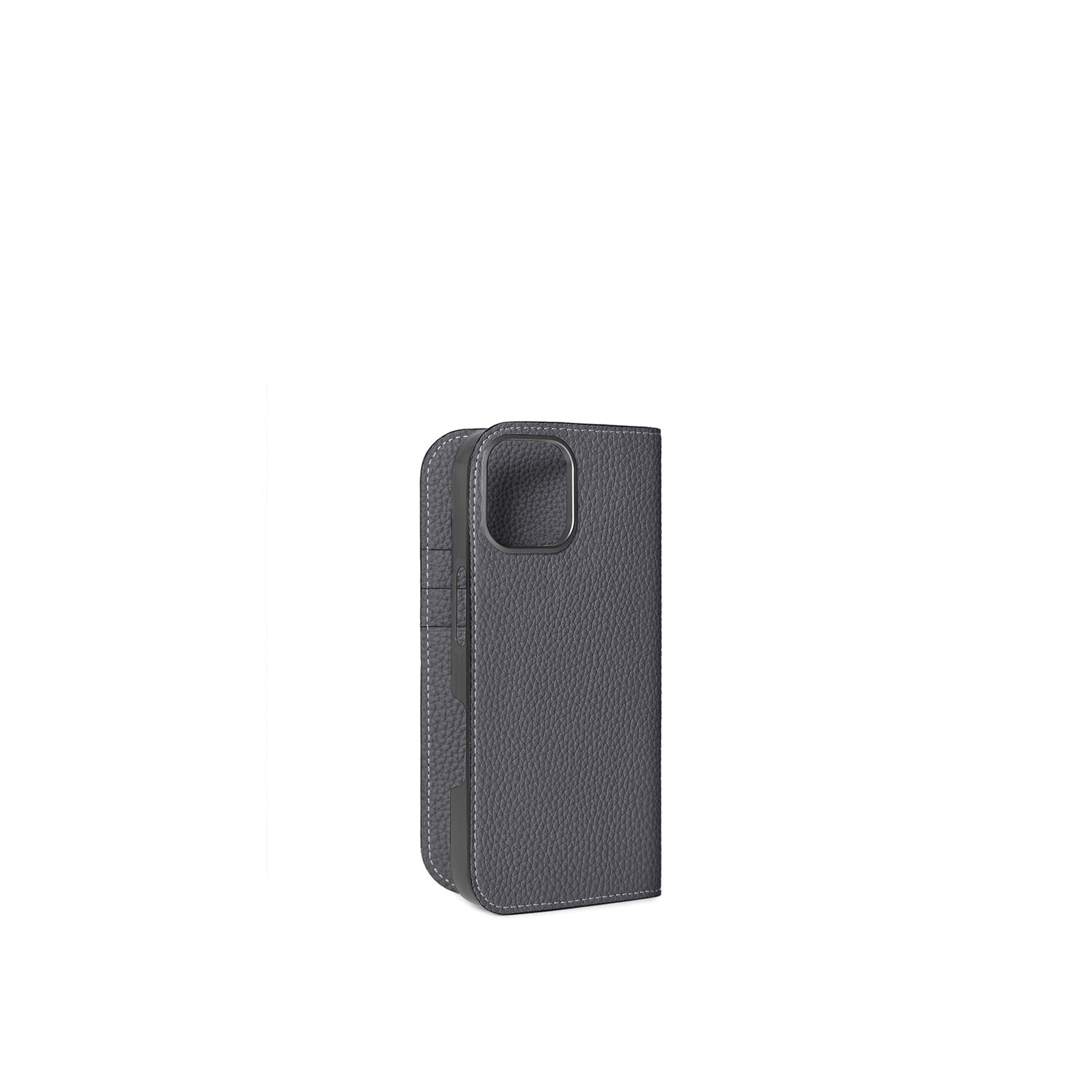 iPhone 17 Diary Case Shrink Leather (Charcoal Gray)