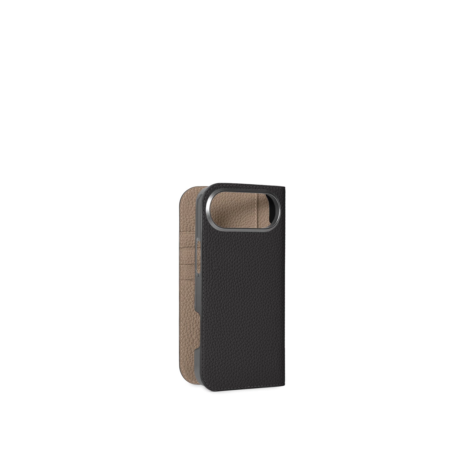 iPhone Air Diary Case Shrink Leather (Black × Etoupe)