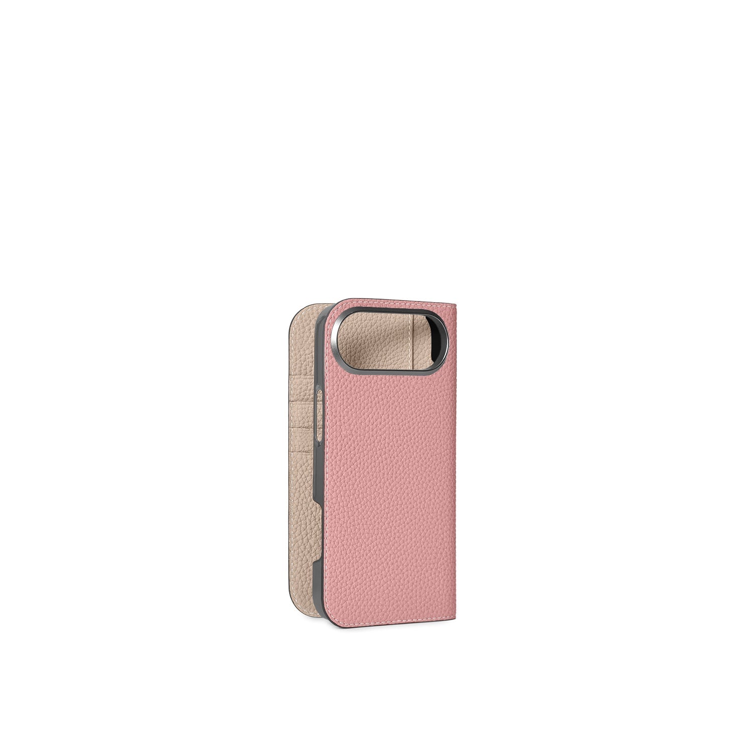 iPhone Air Diary Case Shrink Leather (Coral Pink × Greige)