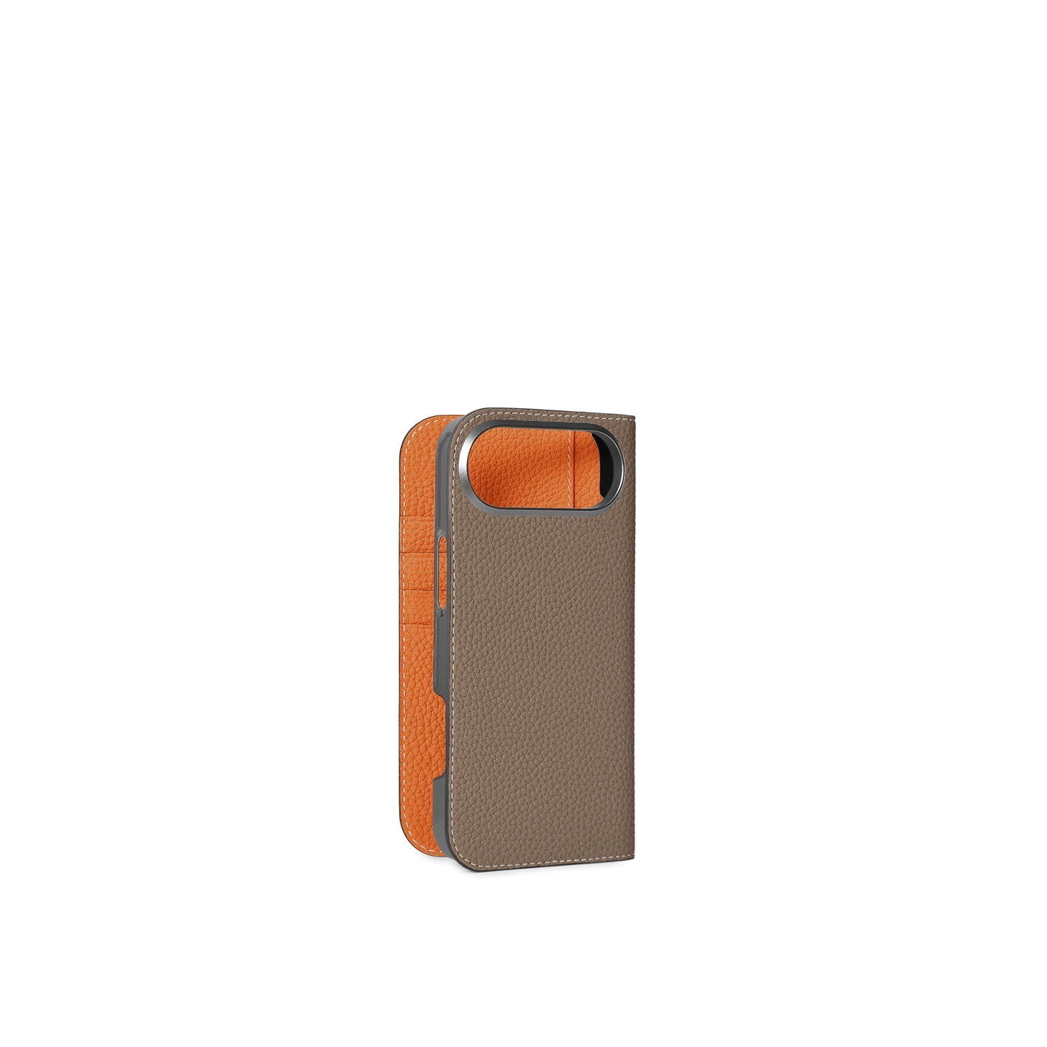 iPhone Air Diary Case Shrink Leather (Etoupe × Orange)