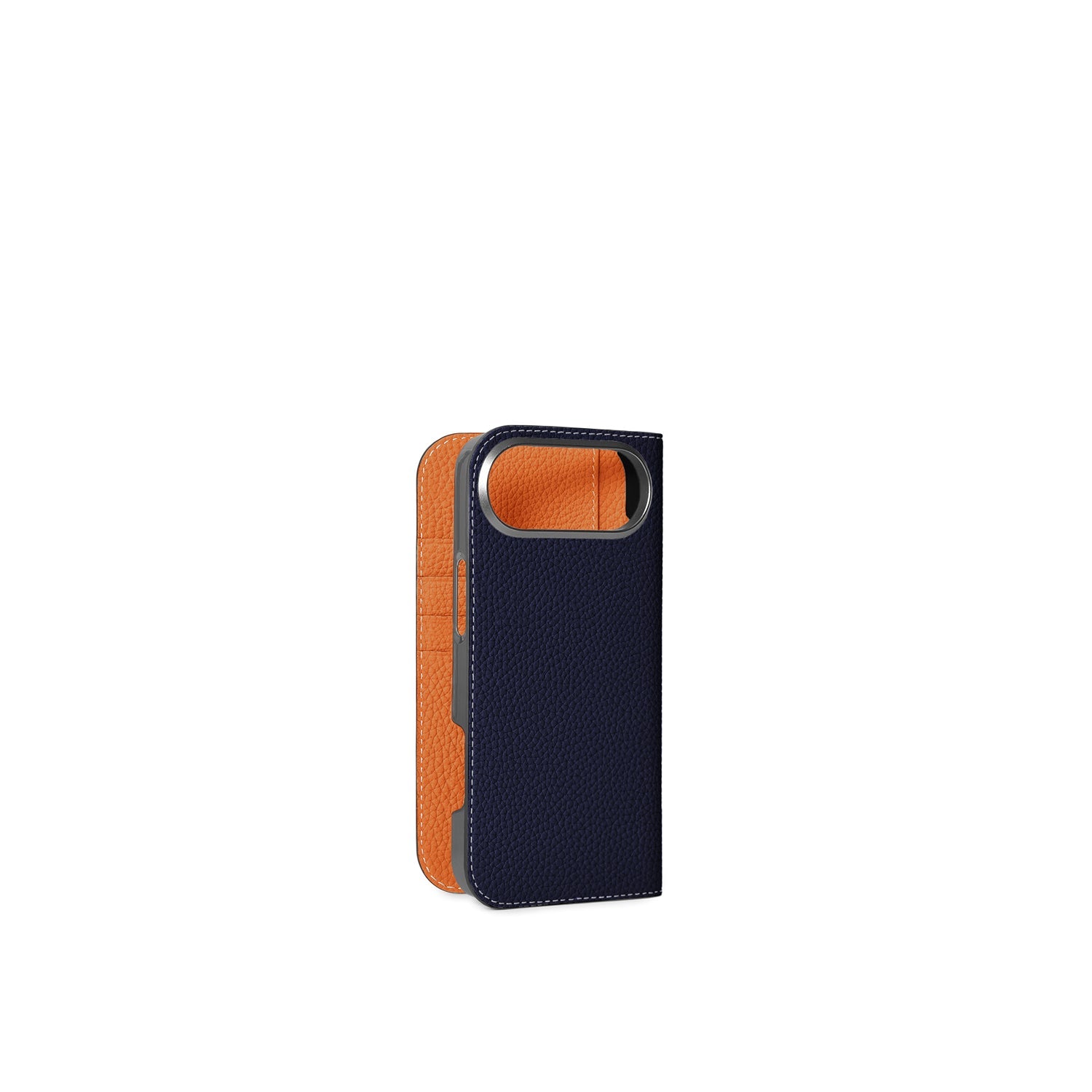 iPhone Air Diary Case Shrink Leather (Navy × Orange)