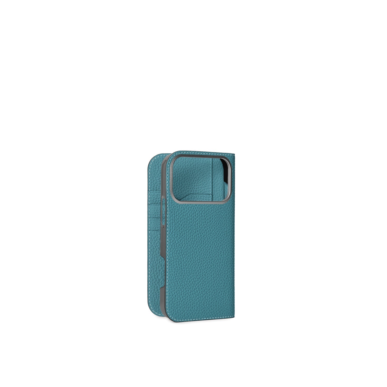 iPhone 17 Pro Max Diary Case Shrink Leather (Blue Cyan)
