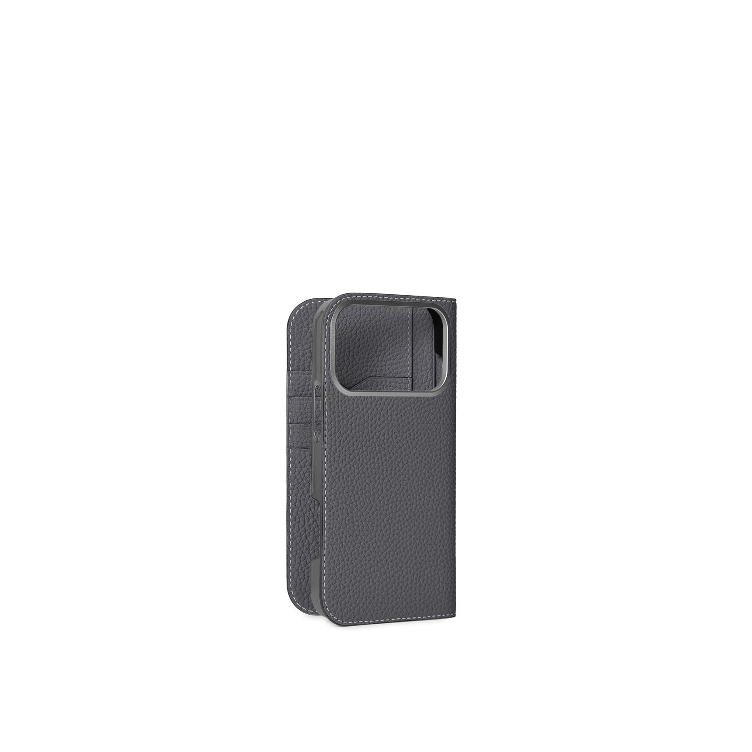 iPhone 17 Pro Max Diary Case Shrink Leather (Charcoal Gray)