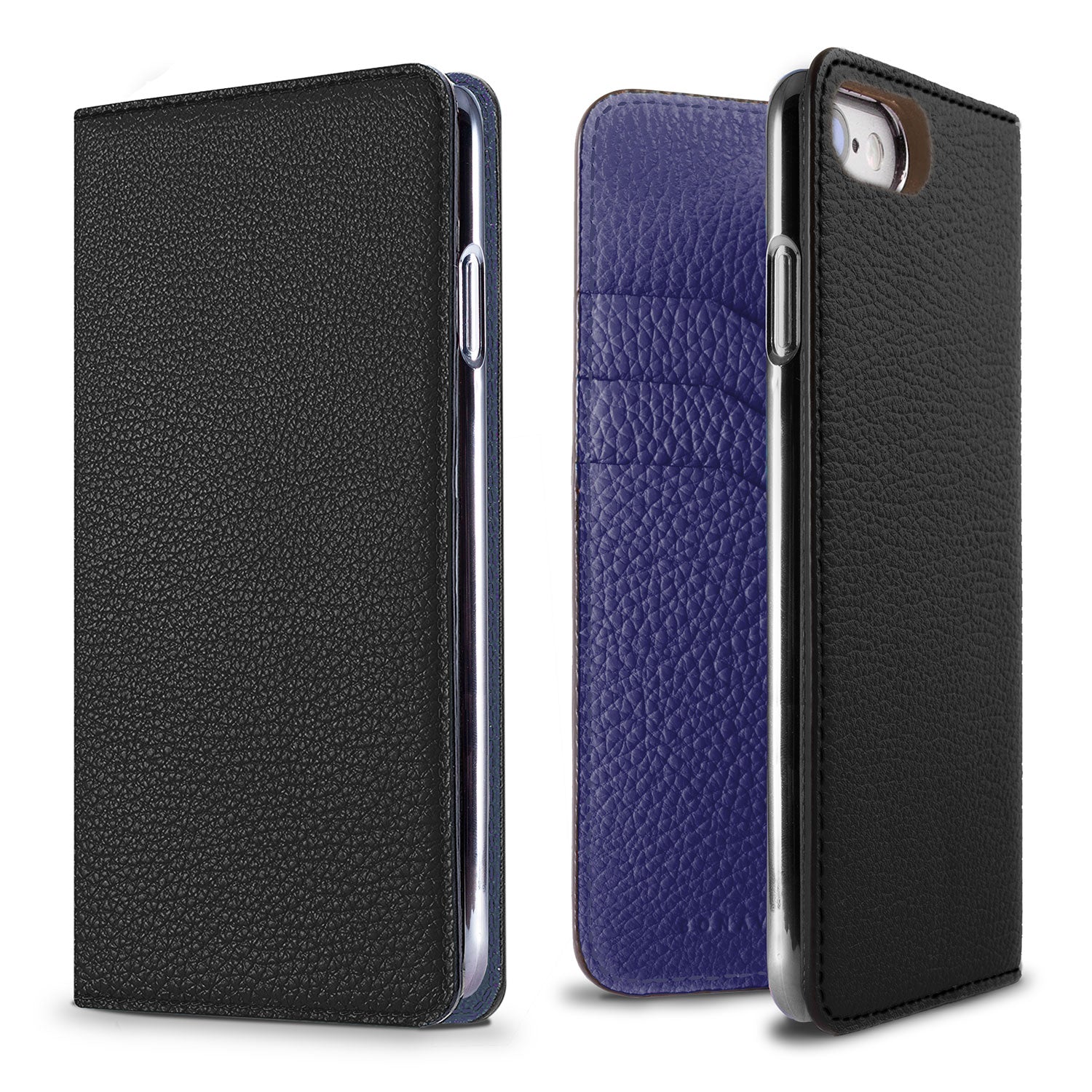 iPhone SE / 8 / 7 / 6s / 6 Diary Case Shrink Leather (Black × Electric Blue)