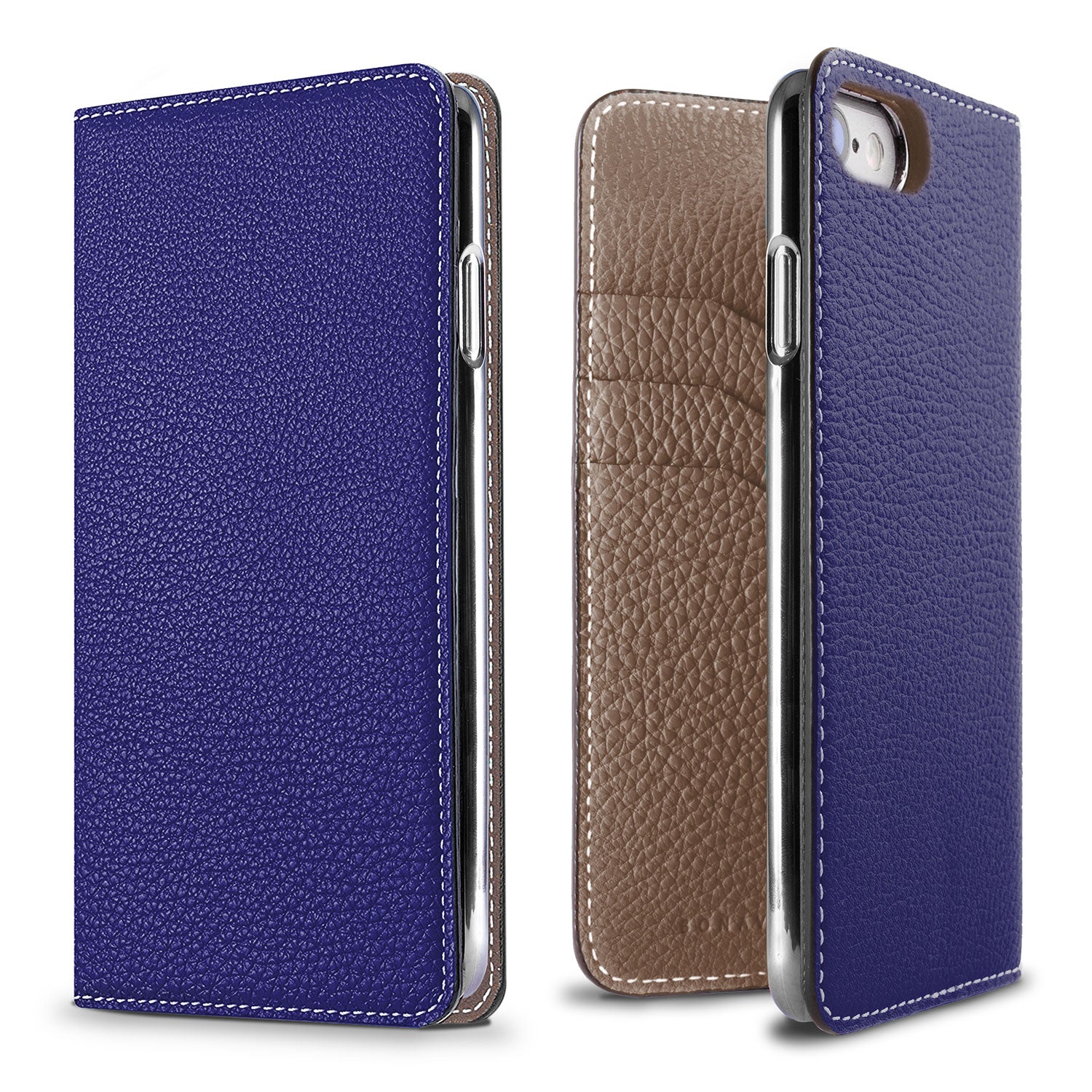 iPhone SE / 8 / 7 / 6s / 6 Diary Case Shrink Leather (Electric Blue × Etoupe)
