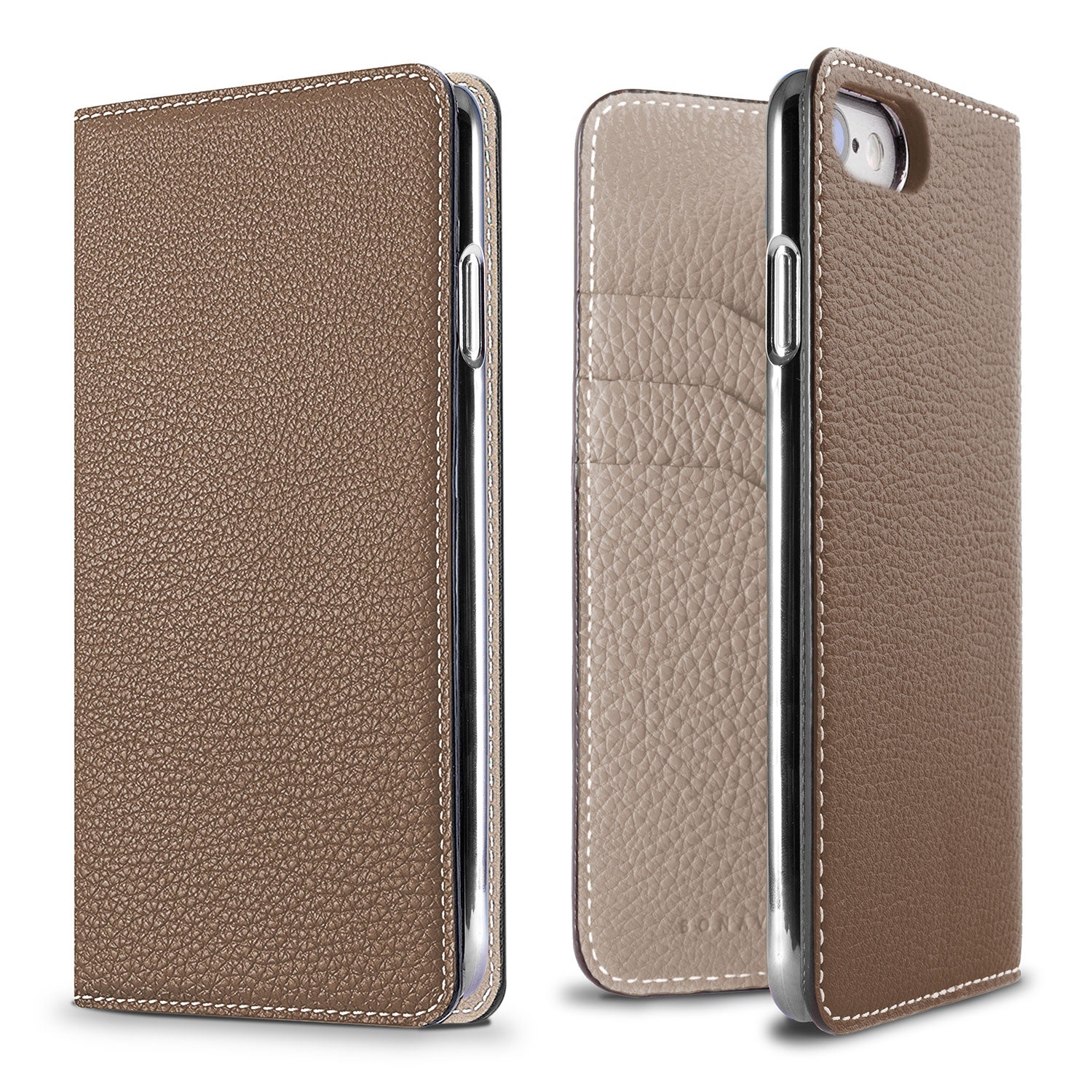 iPhone SE / 8 / 7 / 6s / 6 Diary Case Shrink Leather (Etoupe × Greige)