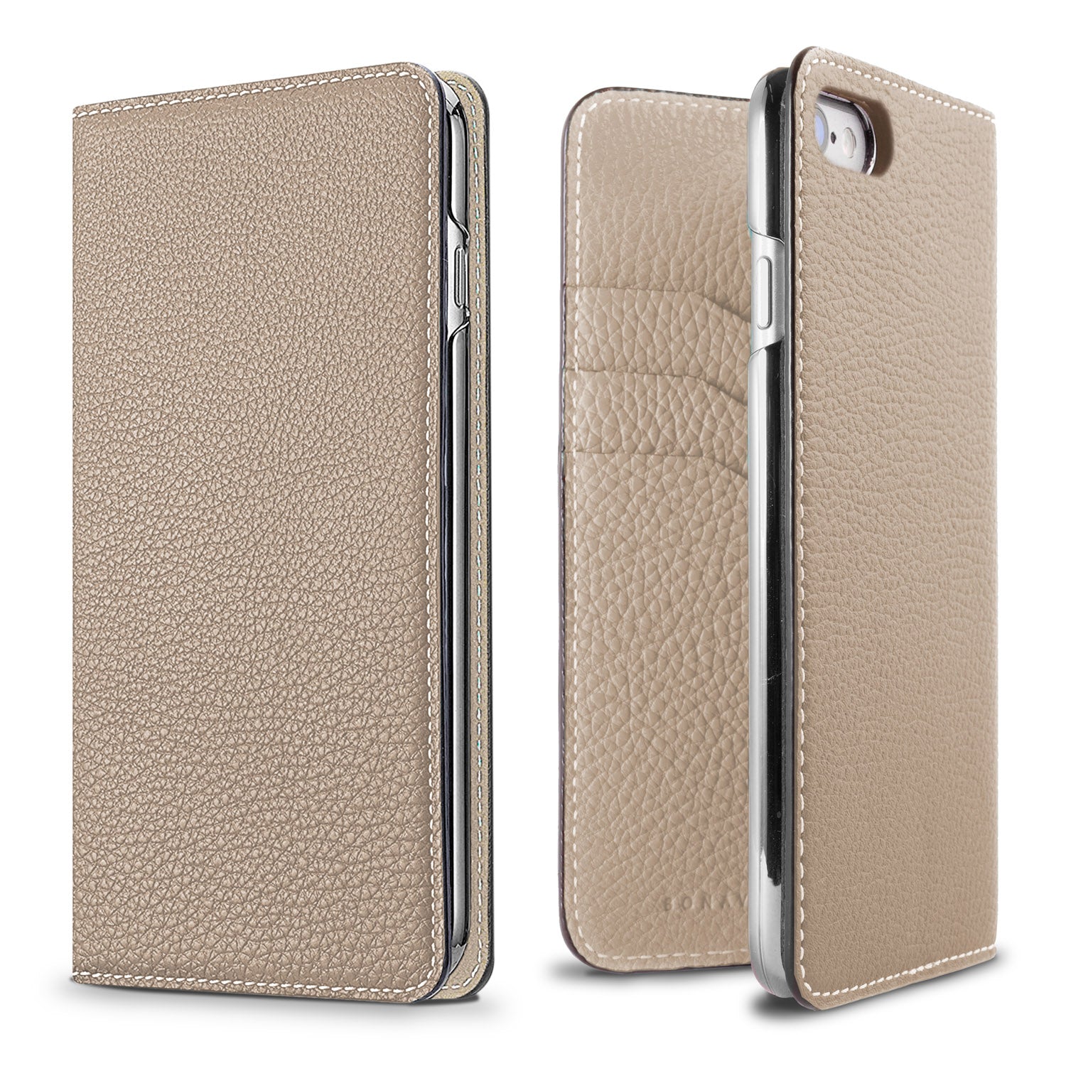iPhone SE / 8 / 7 / 6s / 6 Diary Case Shrink Leather (Greige)