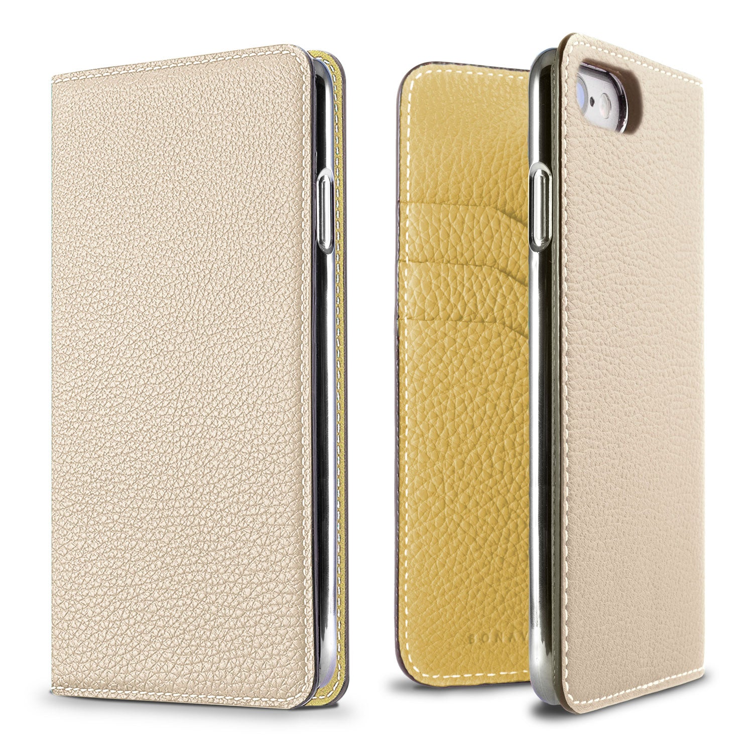 iPhone SE / 8 / 7 / 6s / 6 Diary Case Shrink Leather (Ivory × Yellow)