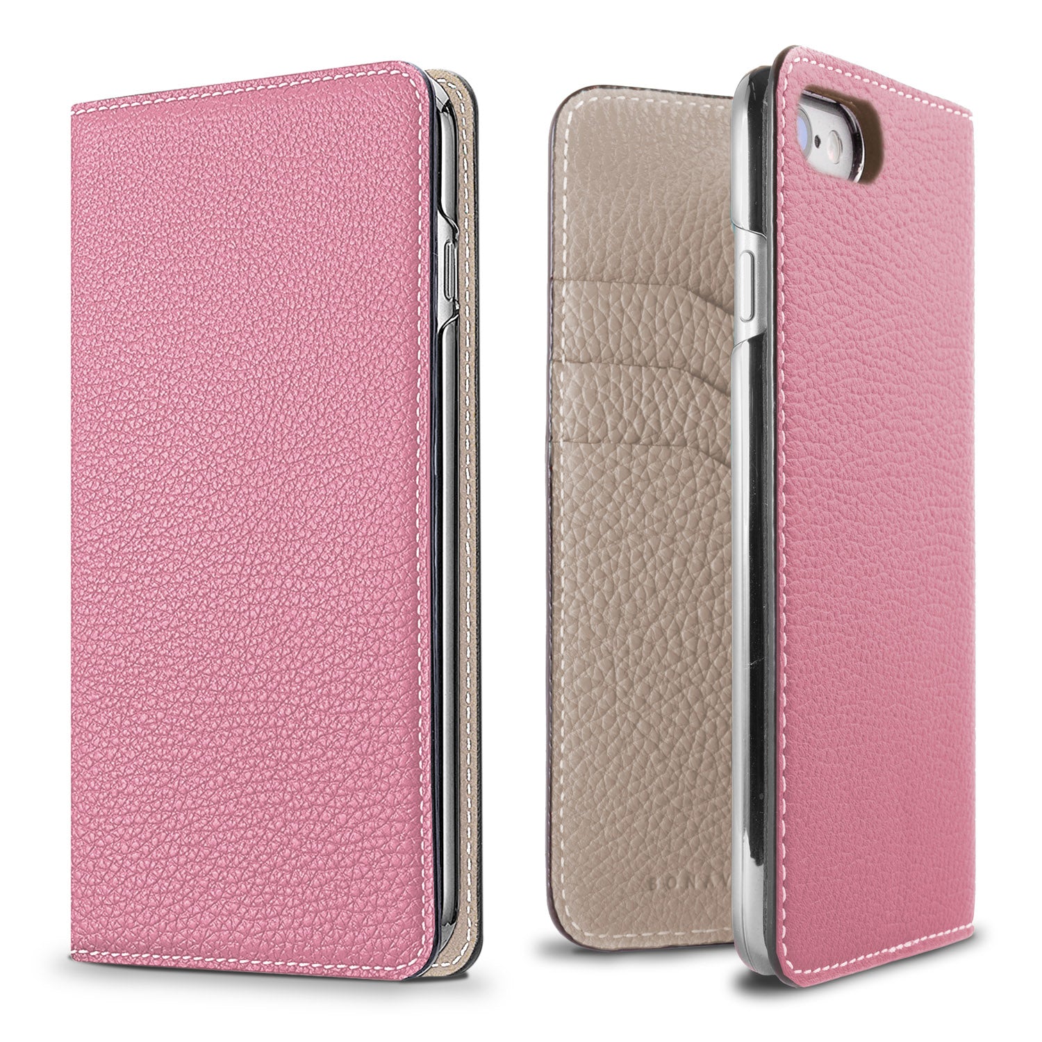 iPhone SE / 8 / 7 / 6s / 6 Diary Case Shrink Leather (Confetti Pink × Greige)