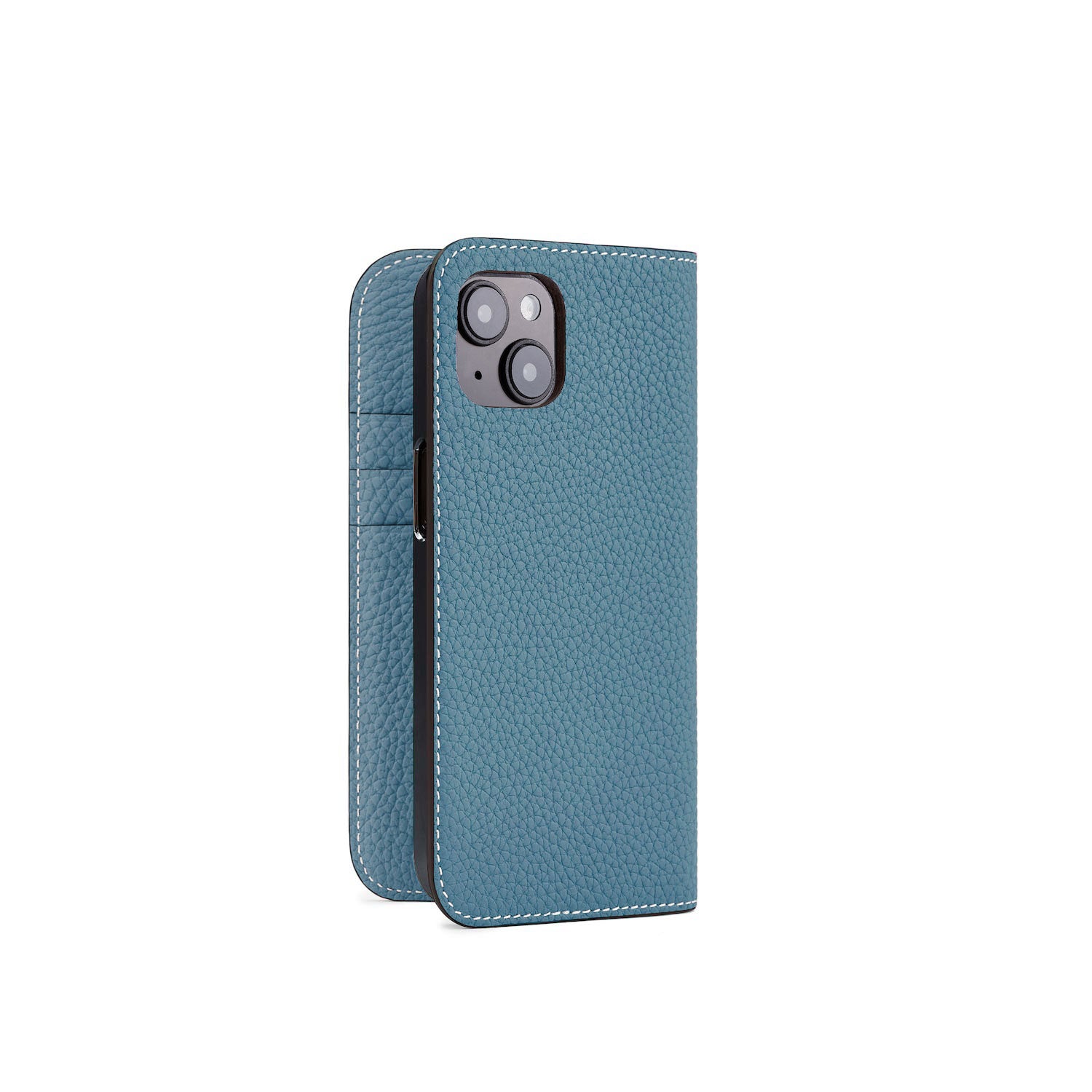 iPhone 15 Diary Case Shrink Leather (Blue Cyan)