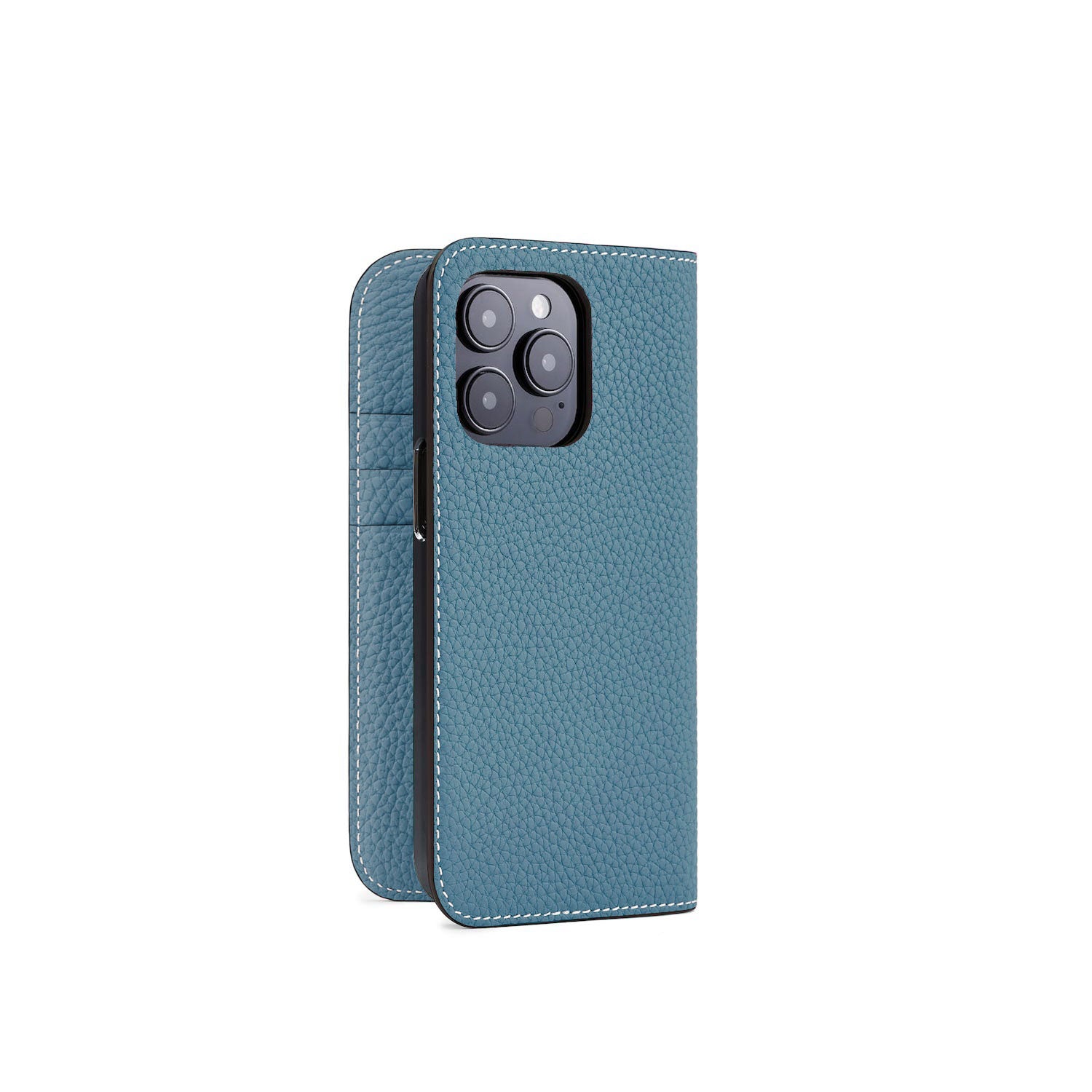 iPhone 15 Pro Diary Case Shrink Leather (Blue Cyan)
