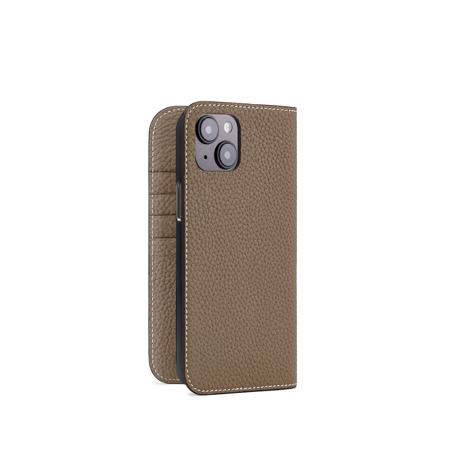 iPhone 15 Plus Diary Case Shrink Leather (Etoupe)