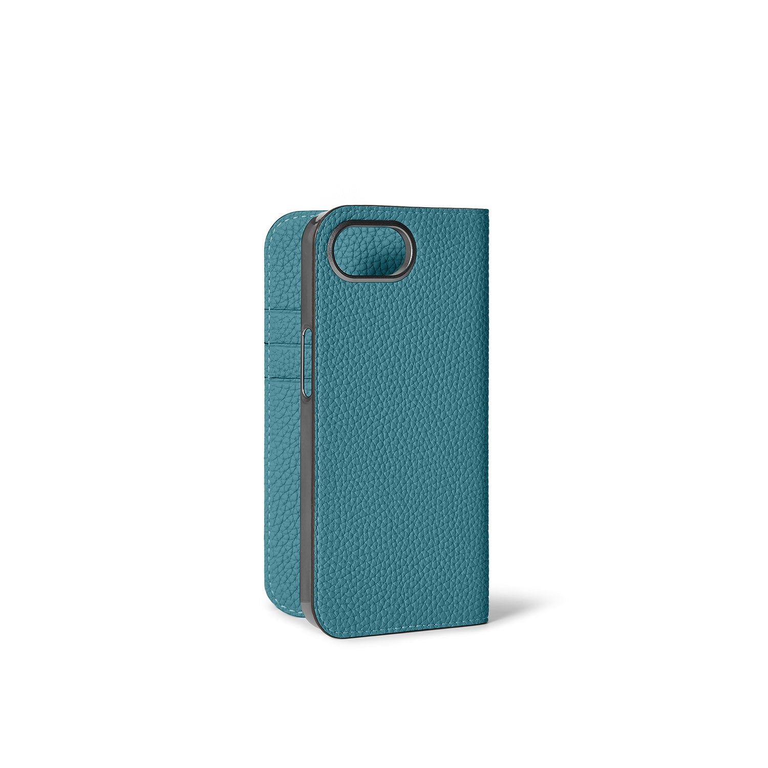 iPhone 16e Diary Case Shrink Leather (Blue Cyan)