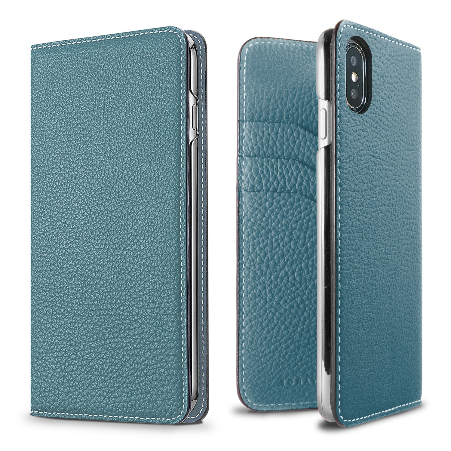 iPhone X / Xs Diary Case Shrink Leather (Blue Cyan)