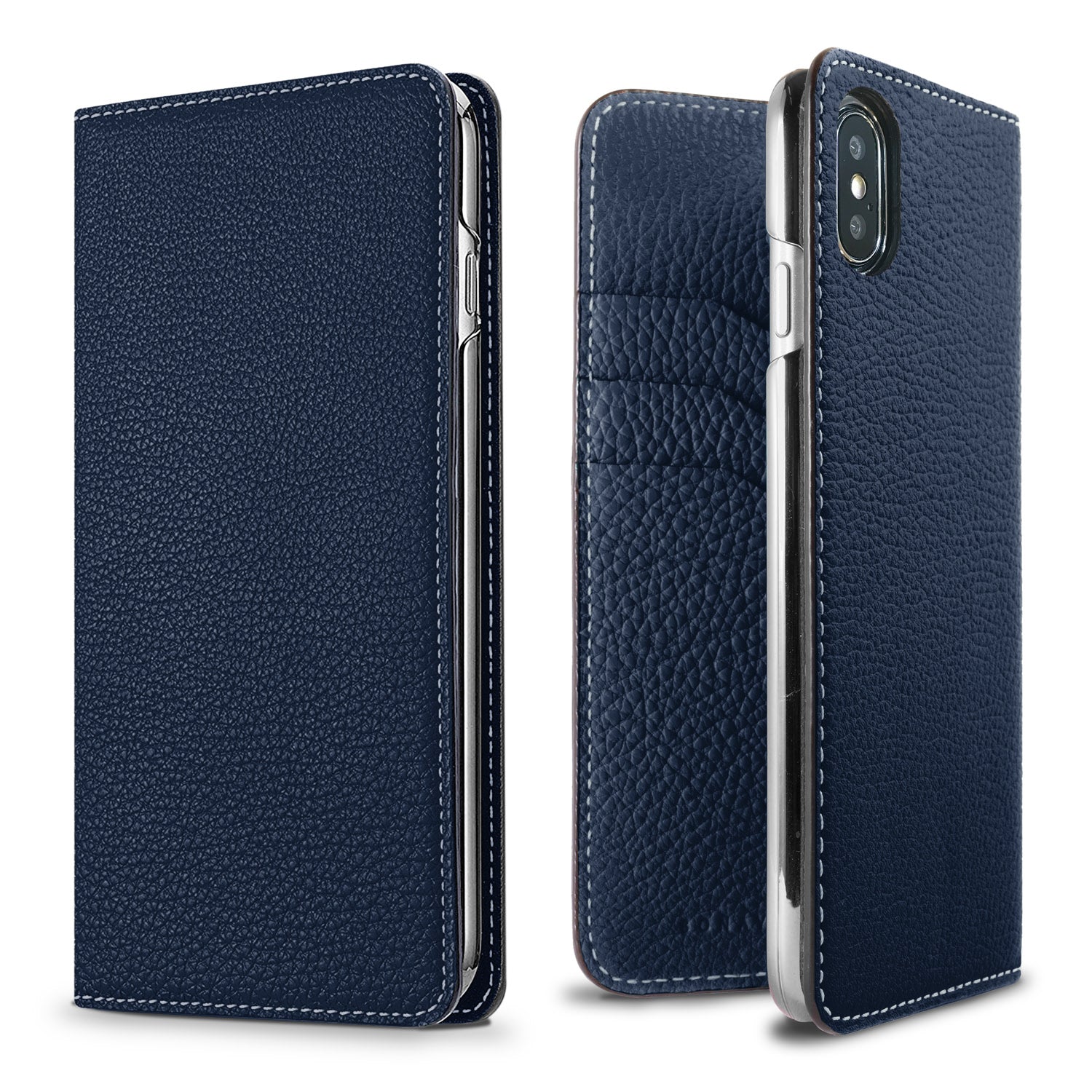 iPhone X / Xs Diary Case Shrink Leather (Navy)