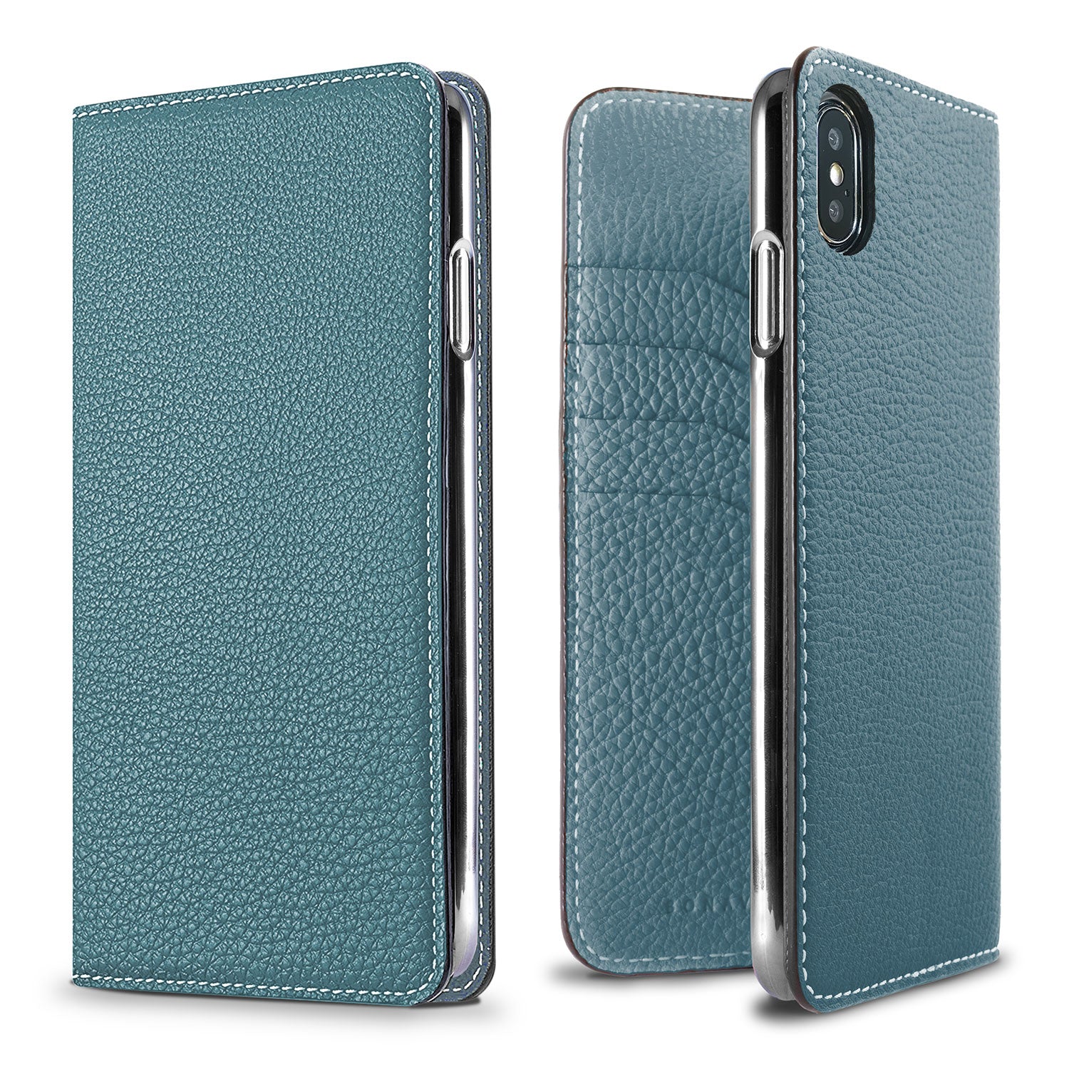 iPhone Xs Max Diary Case Shrink Leather (Blue Cyan)