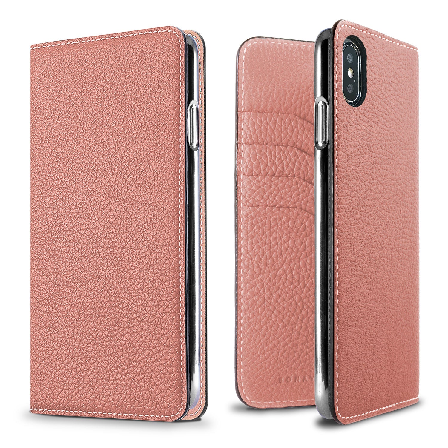 iPhone Xs Max Diary Case Shrink Leather (Coral Pink)