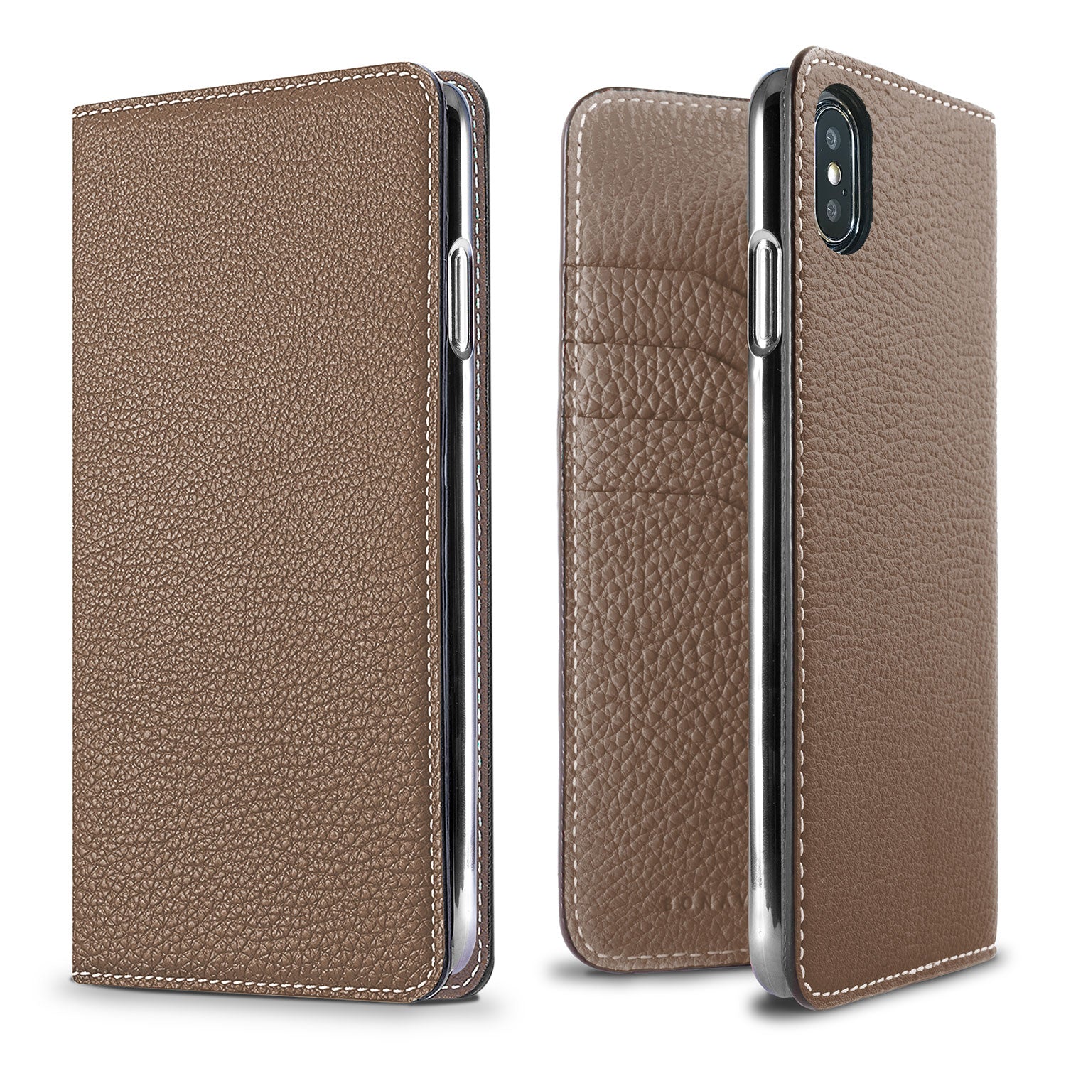 iPhone Xs Max Diary Case Shrink Leather (Etoupe)