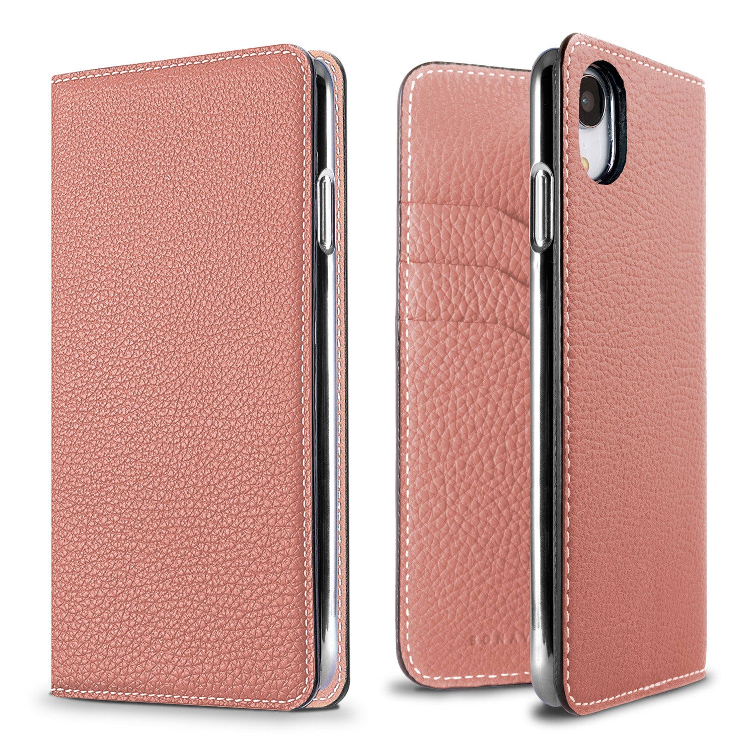iPhone XR Diary Case Shrink Leather (Coral Pink)