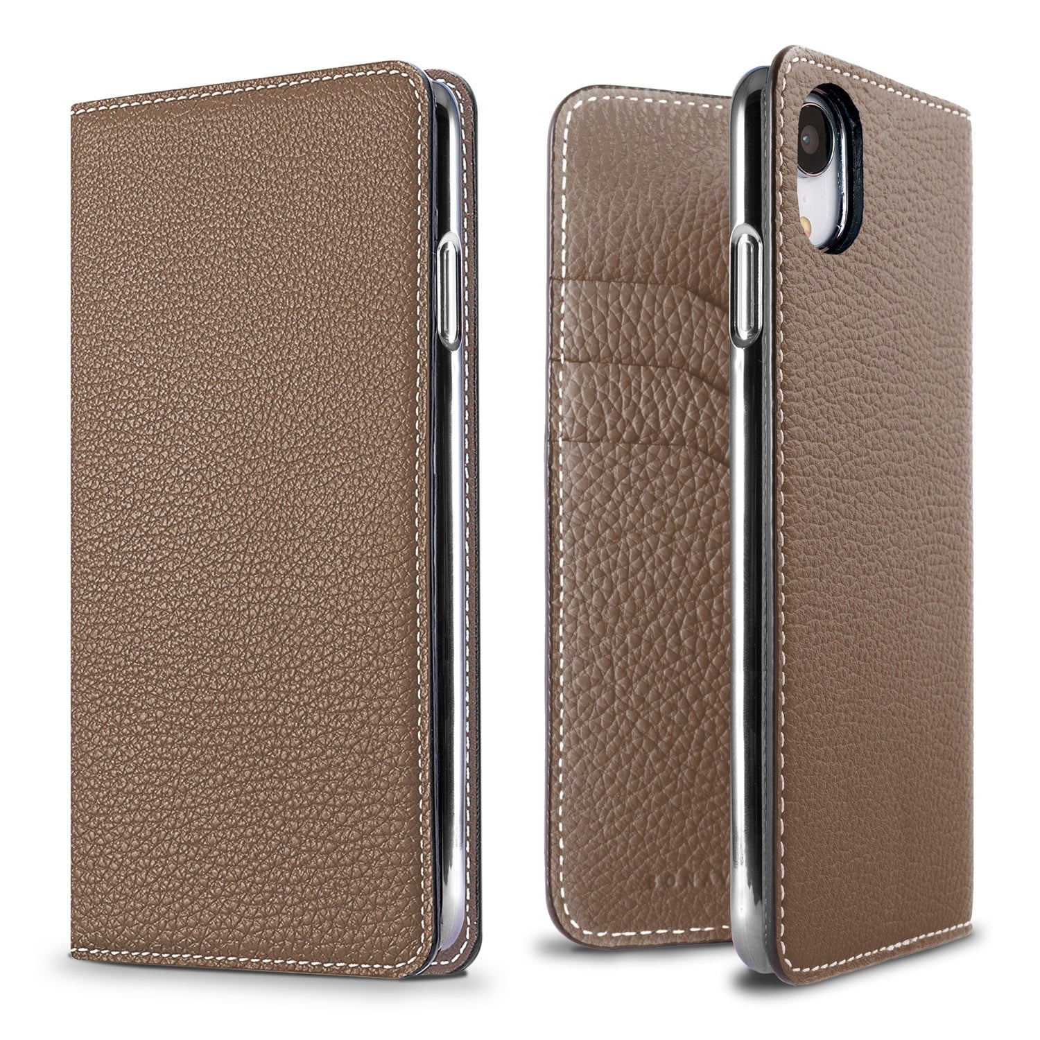 iPhone XR Diary Case Shrink Leather (Etoupe)