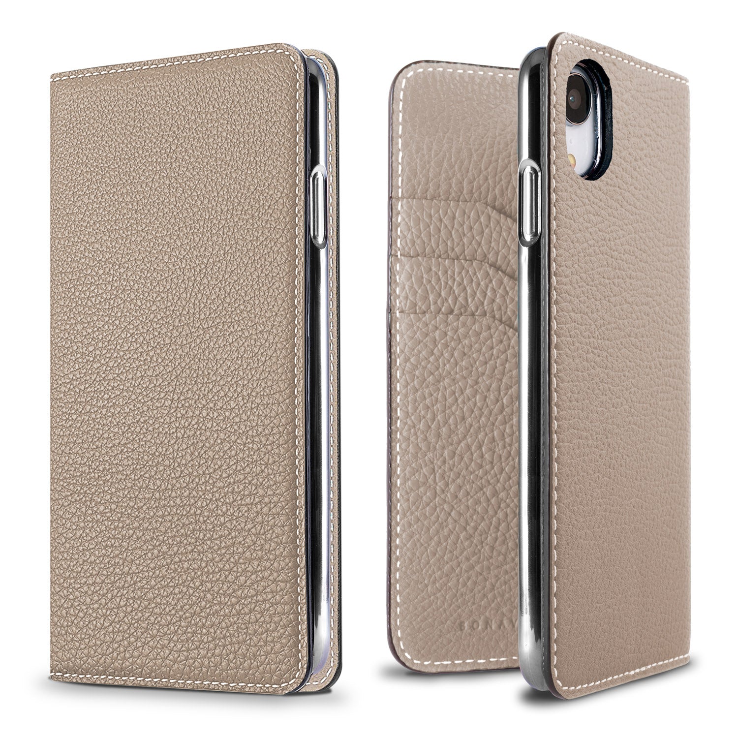 iPhone XR Diary Case Shrink Leather (Greige)