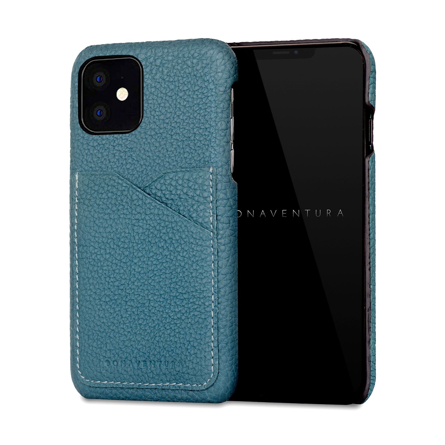 iPhone 11 Back Cover Case Shrink Leather (Blue Cyan)