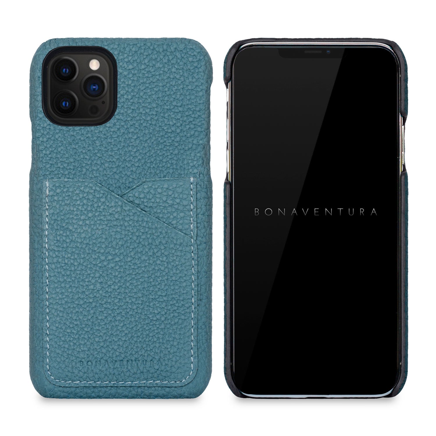 iPhone 12 / 12 Pro Back Cover Case Shrink Leather (Blue Cyan)