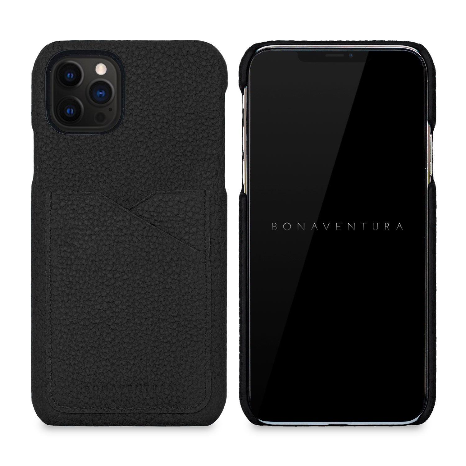 iPhone 12 / 12 Pro Back Cover Case Shrink Leather (Black)