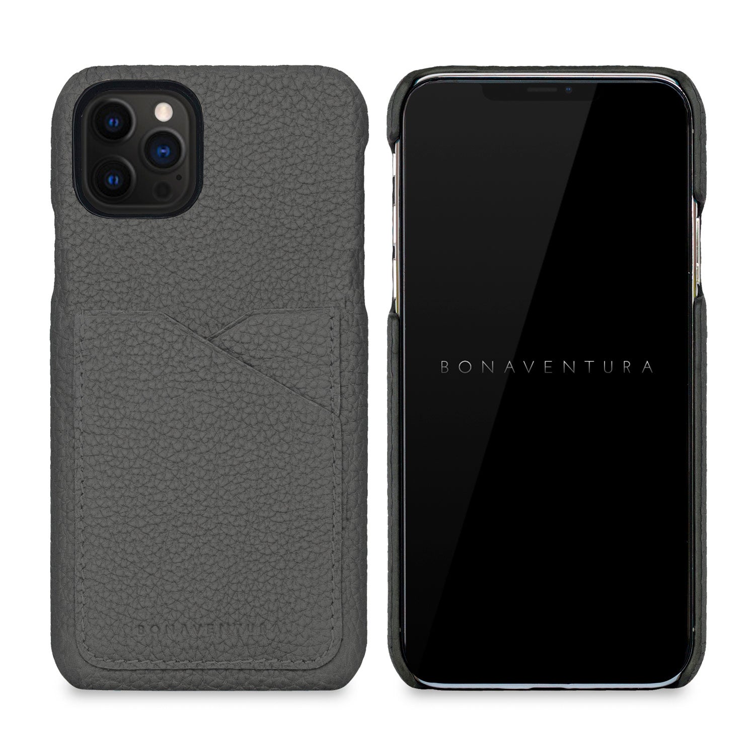 iPhone 12 / 12 Pro Back Cover Case Shrink Leather (Charcoal Gray)