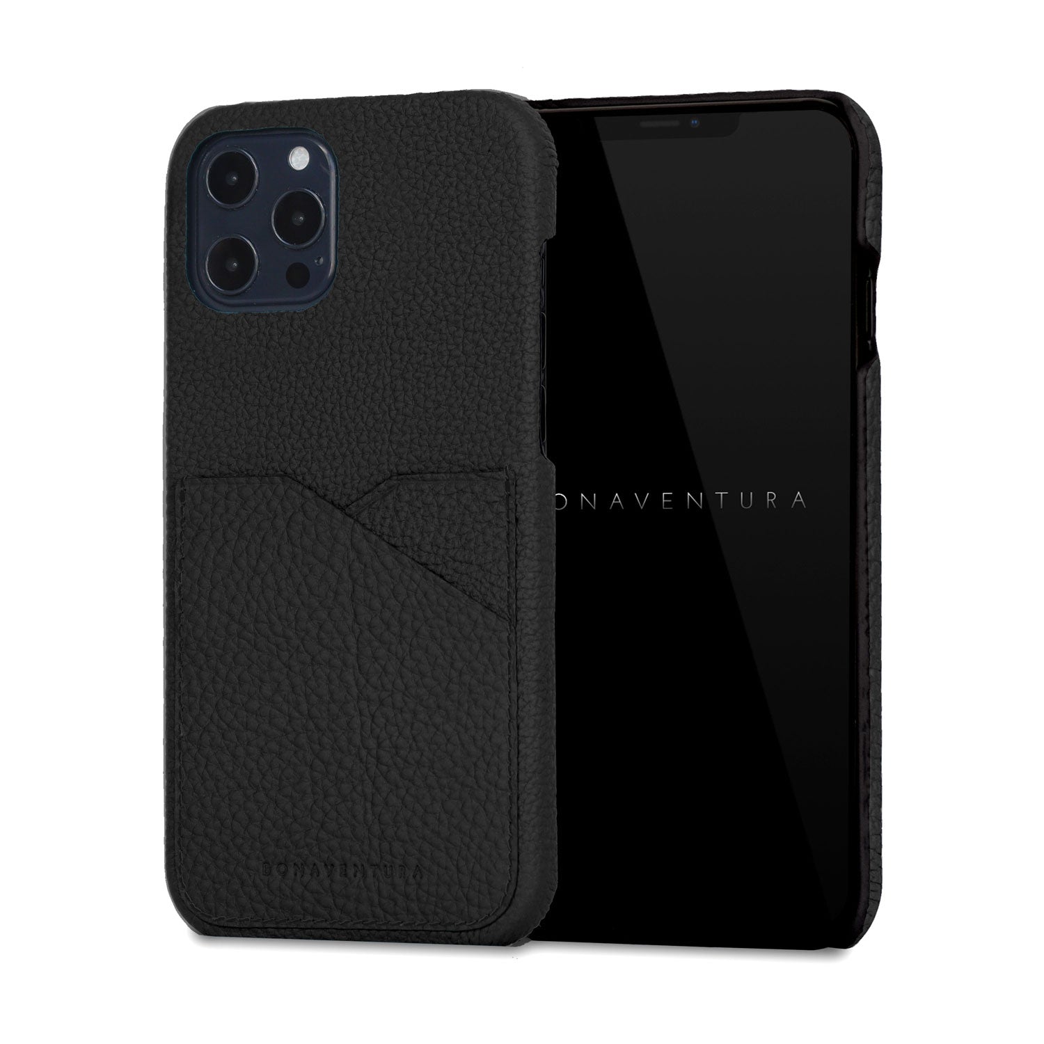 iPhone 12 Pro Max Back Cover Case Shrink Leather (Black)