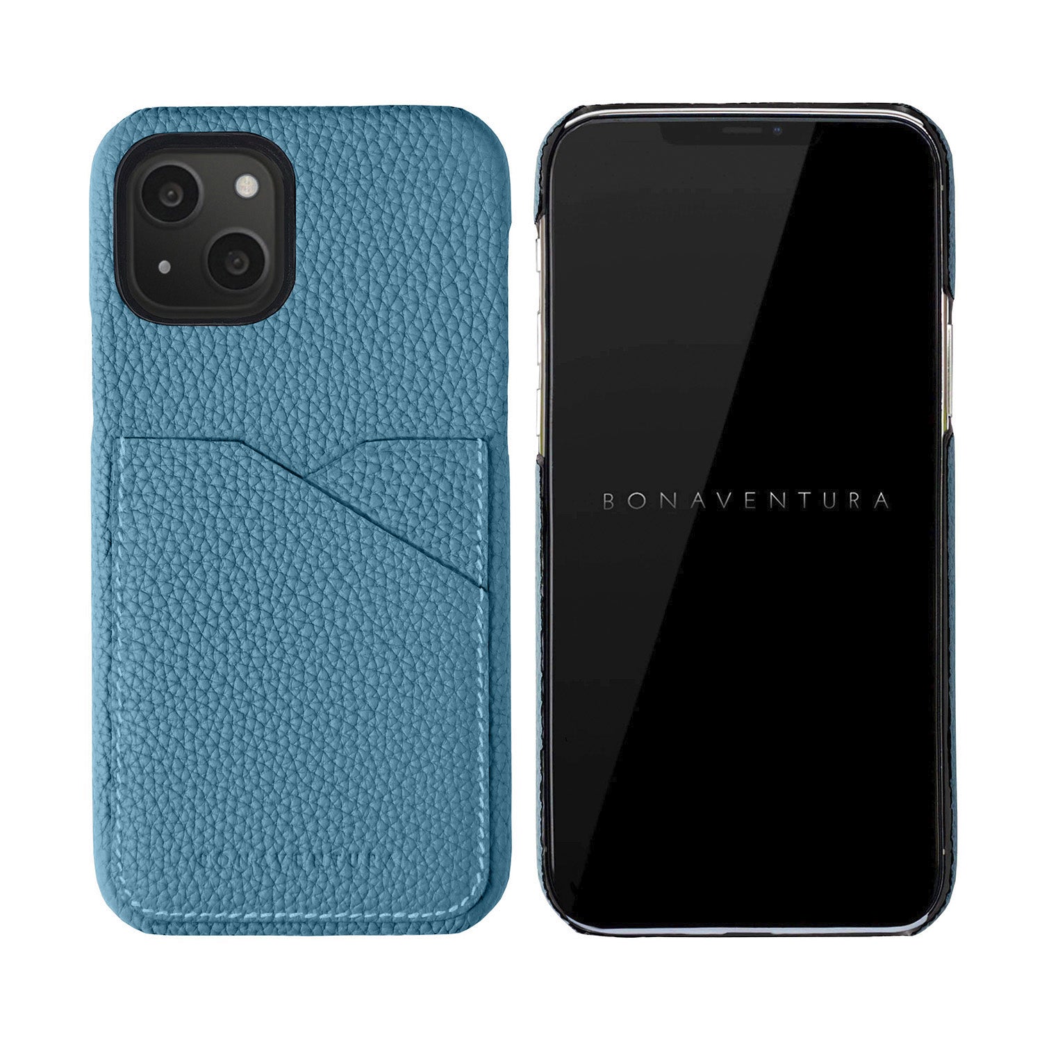 iPhone 13 Back Cover Case Shrink Leather (Blue Cyan)
