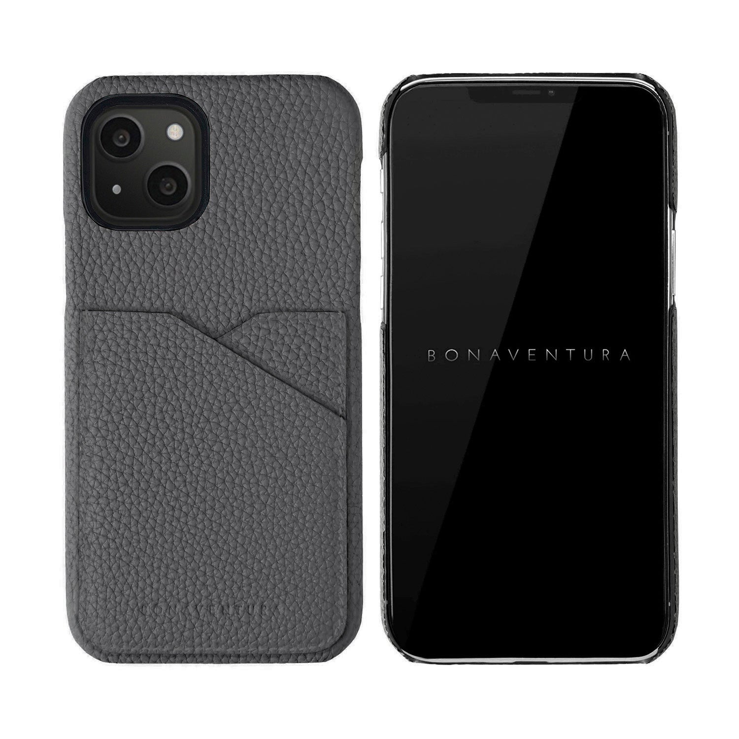 iPhone 13 Back Cover Case Shrink Leather (Charcoal Gray)