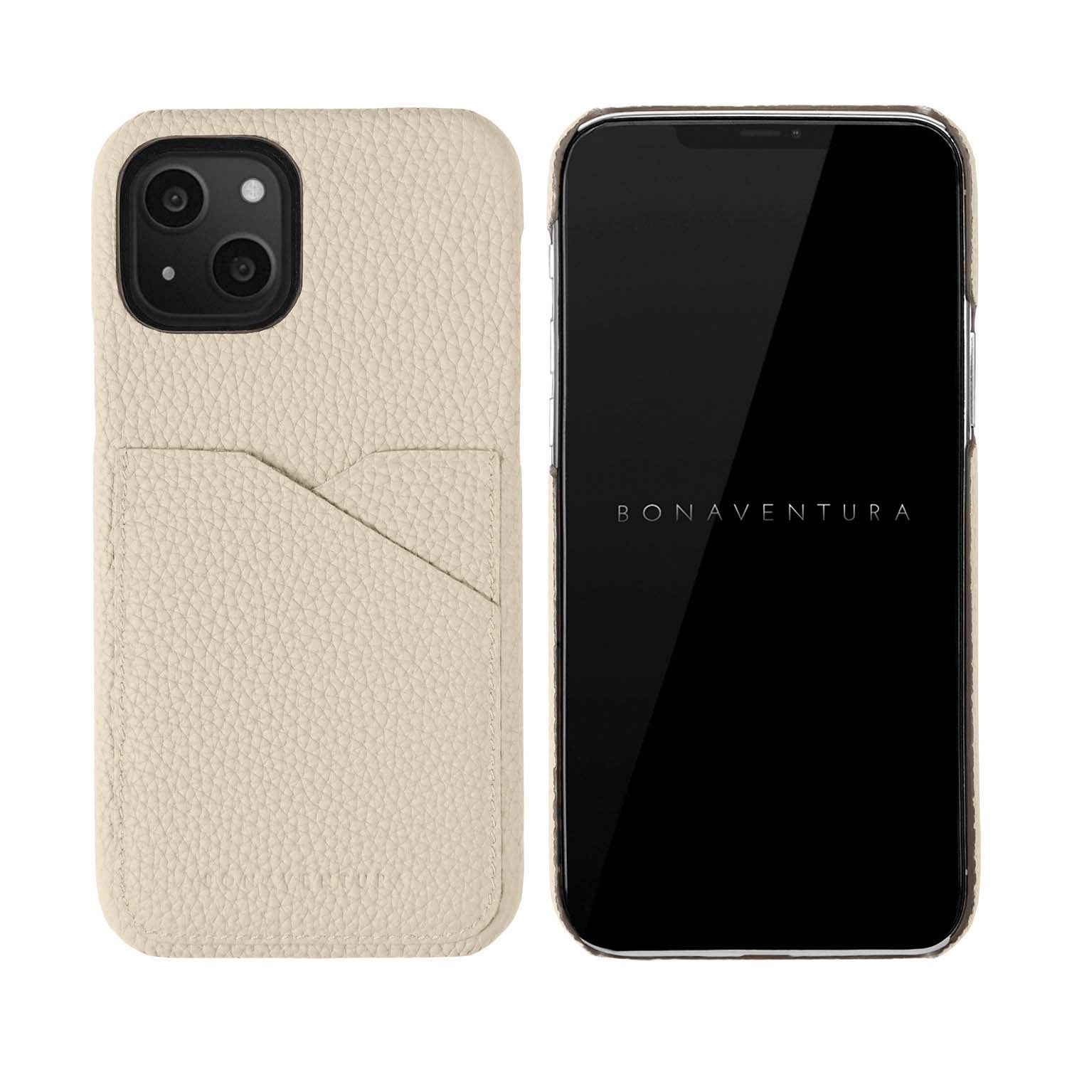 iPhone 13 Back Cover Case Shrink Leather (Ivory (Etoupe edge paint))