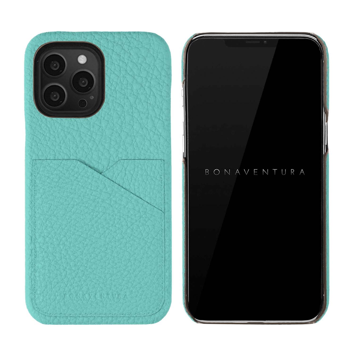 iPhone 13 Pro Back Cover Case Shrink Leather (Atoll Blue (Etoupe edge paint))