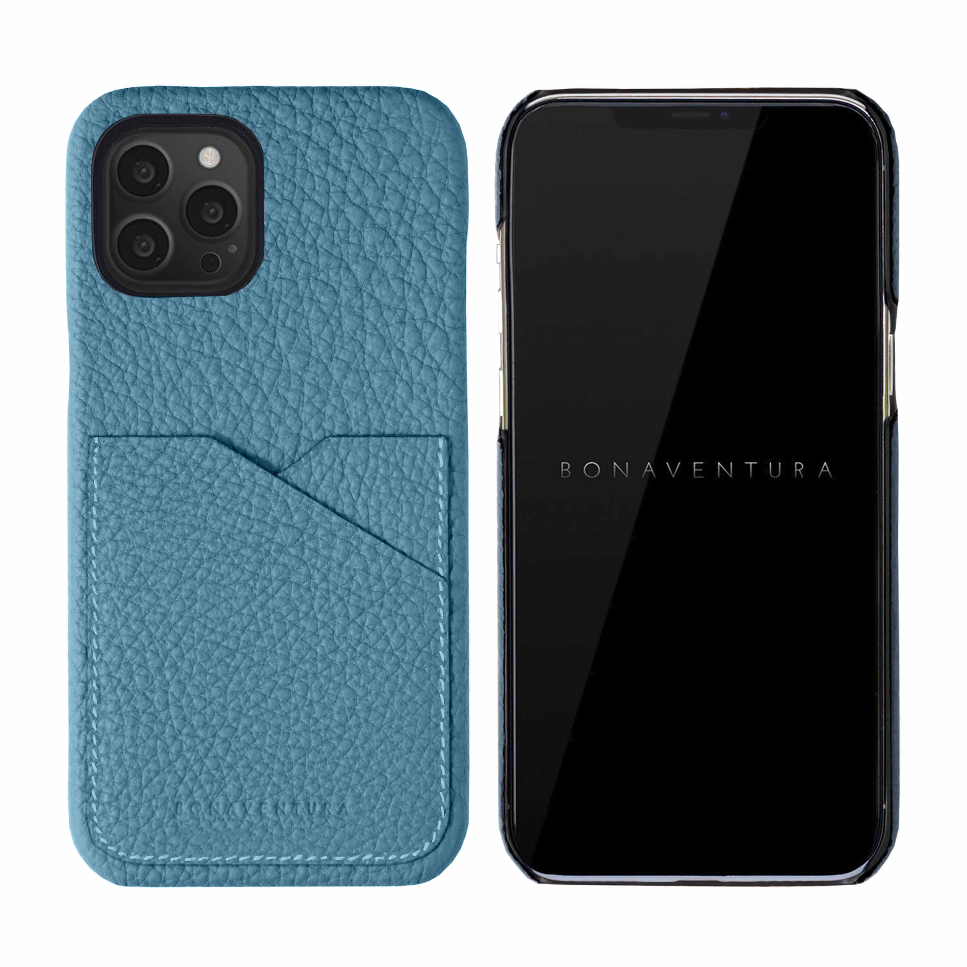 iPhone 13 Pro Max Back Cover Case Shrink Leather (Blue Cyan)