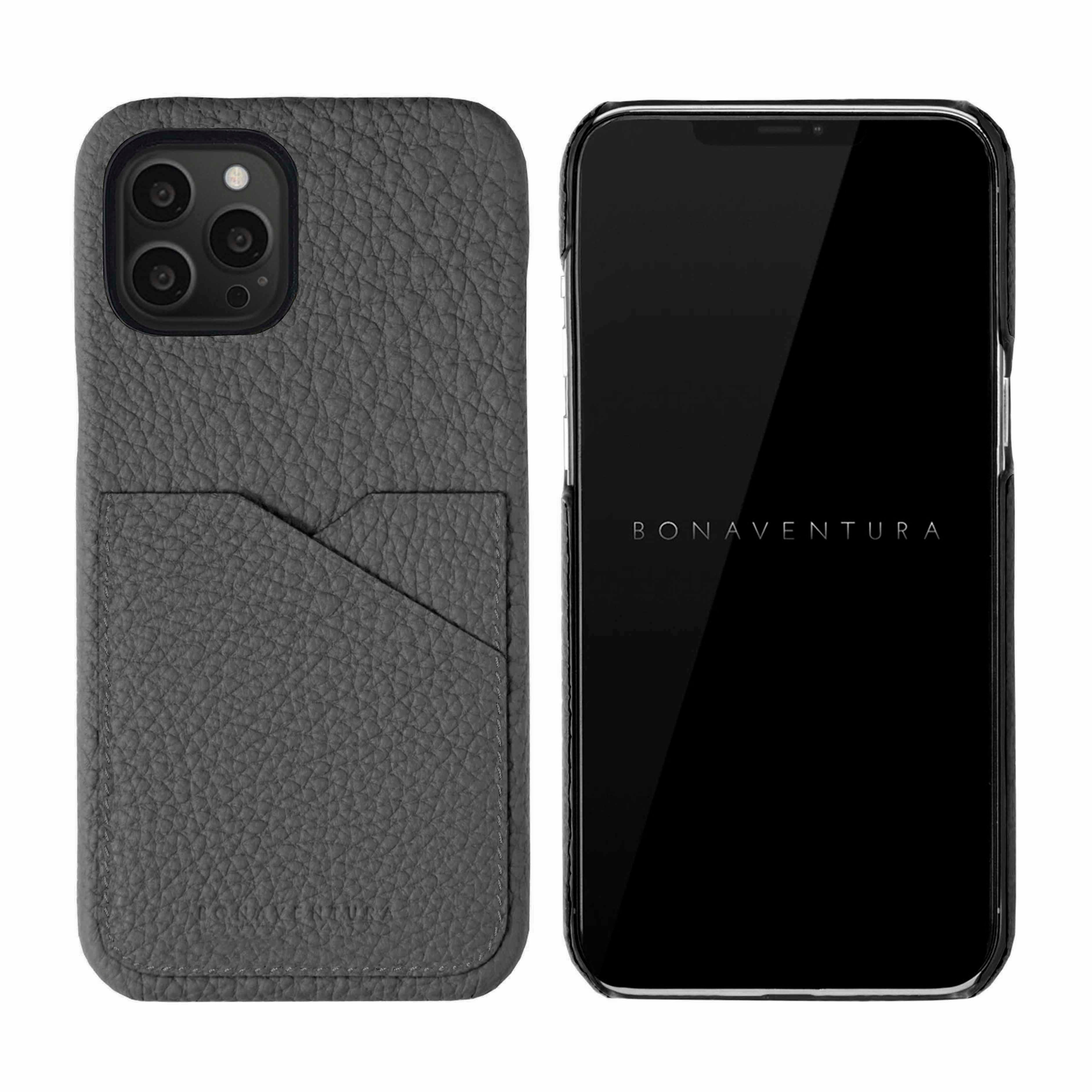 iPhone 13 Pro Max Back Cover Case Shrink Leather (Charcoal Gray)