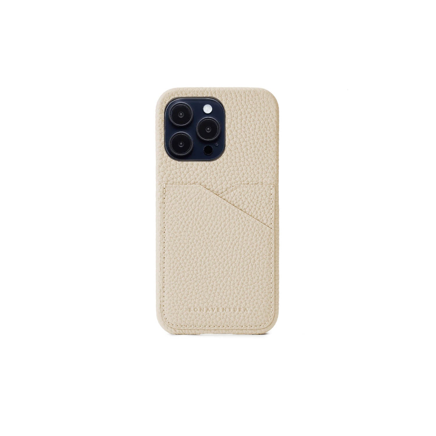 iPhone 14 Pro Back Cover Case Shrink Leather (Ivory (Etoupe edge paint))